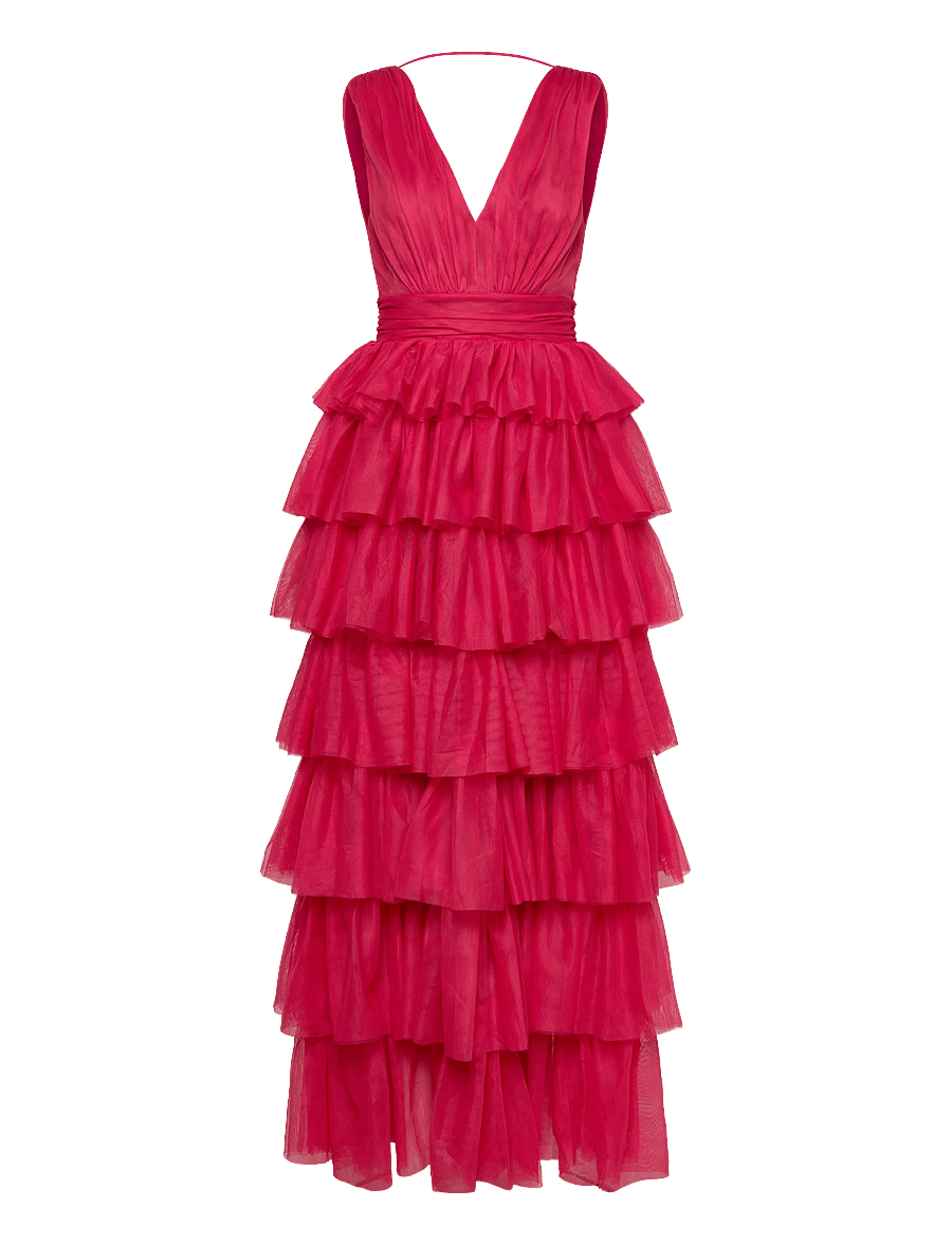 Bubbleroom - Tulle Frill Gown - fuchsia - 1