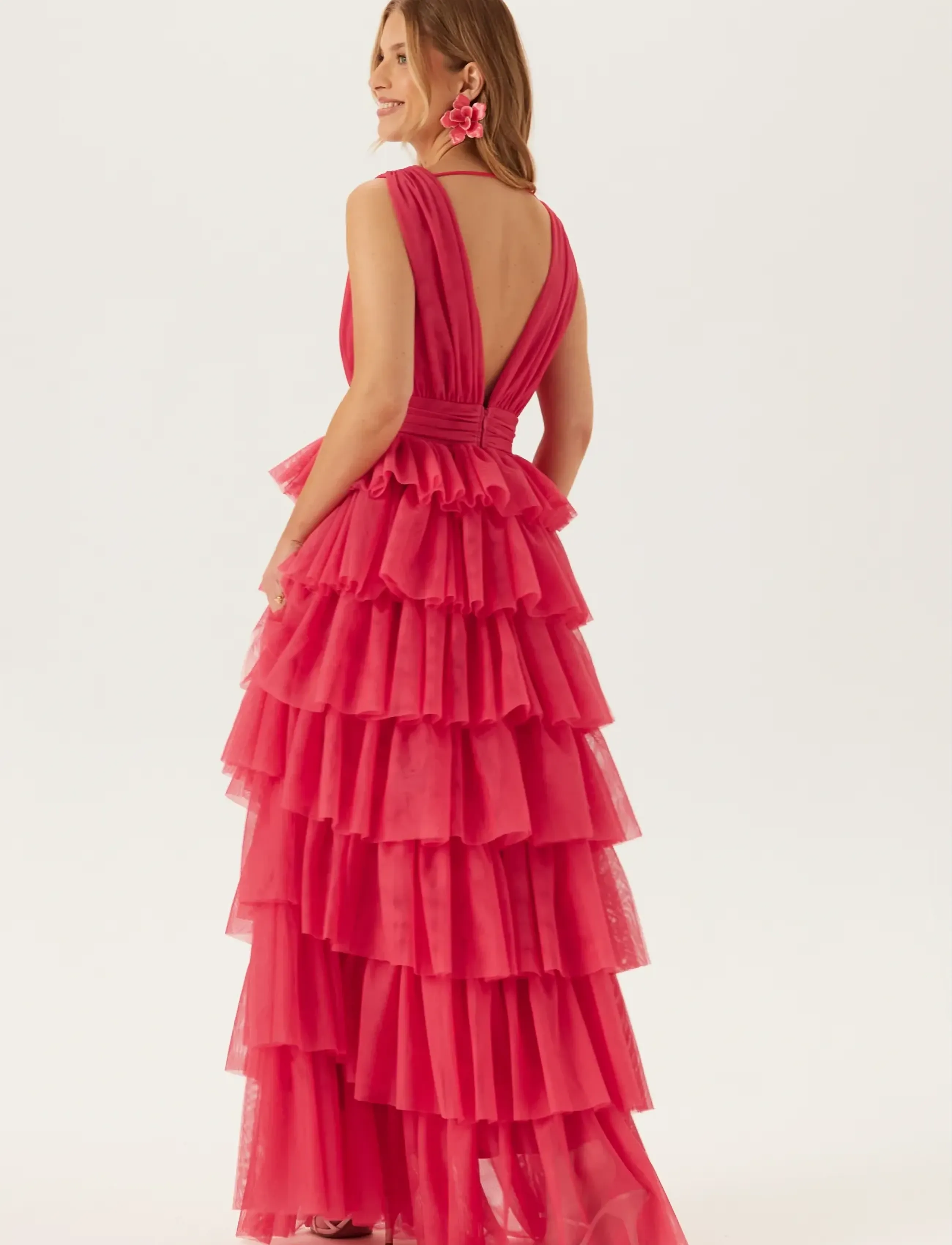 Bubbleroom - Tulle Frill Gown - fuchsia - 5