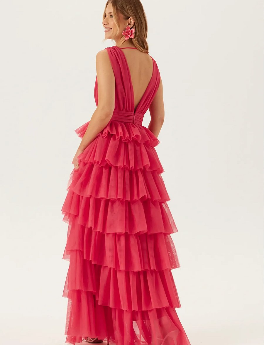 Bubbleroom - Tulle Frill Gown - fuchsia - 5