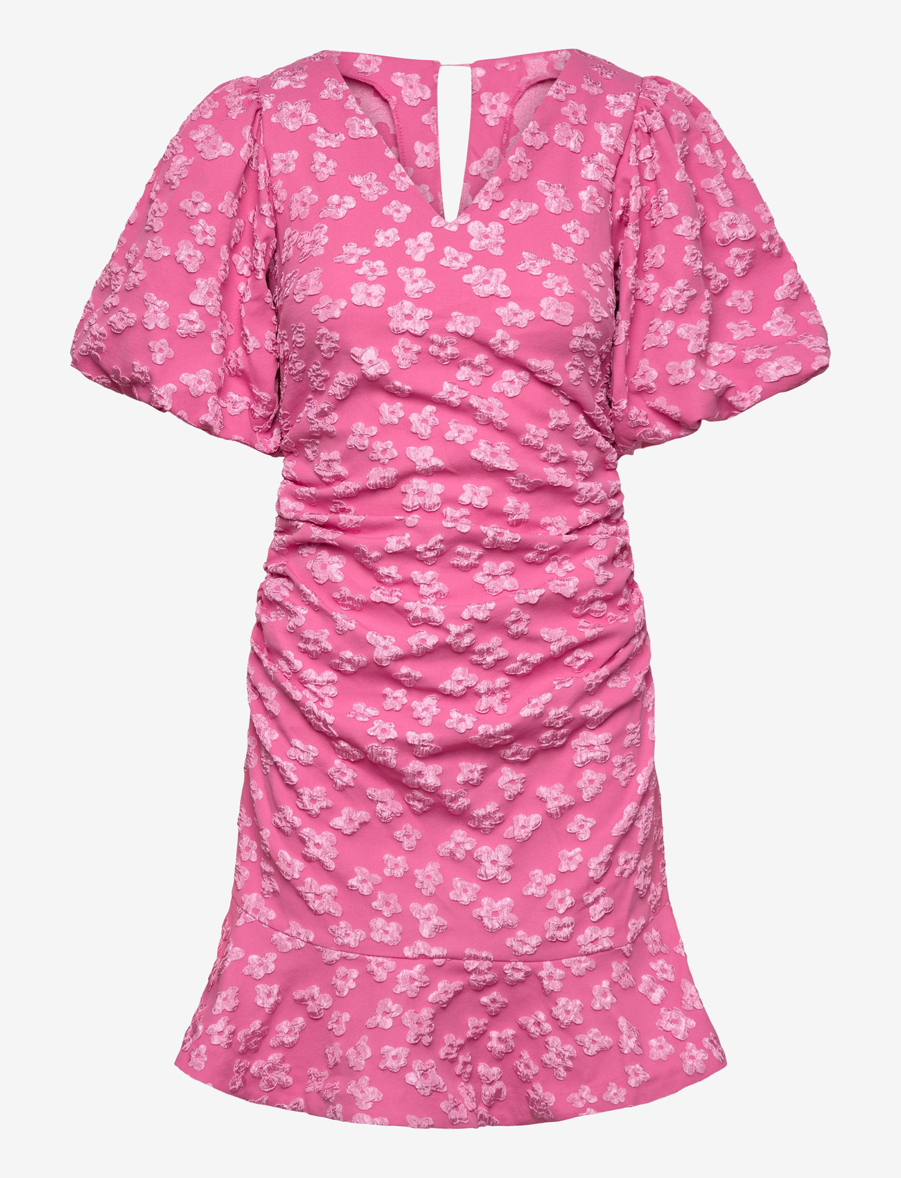 Bubbleroom - Jacquard Flounce Short Dress - sommerkleider - pink - 1