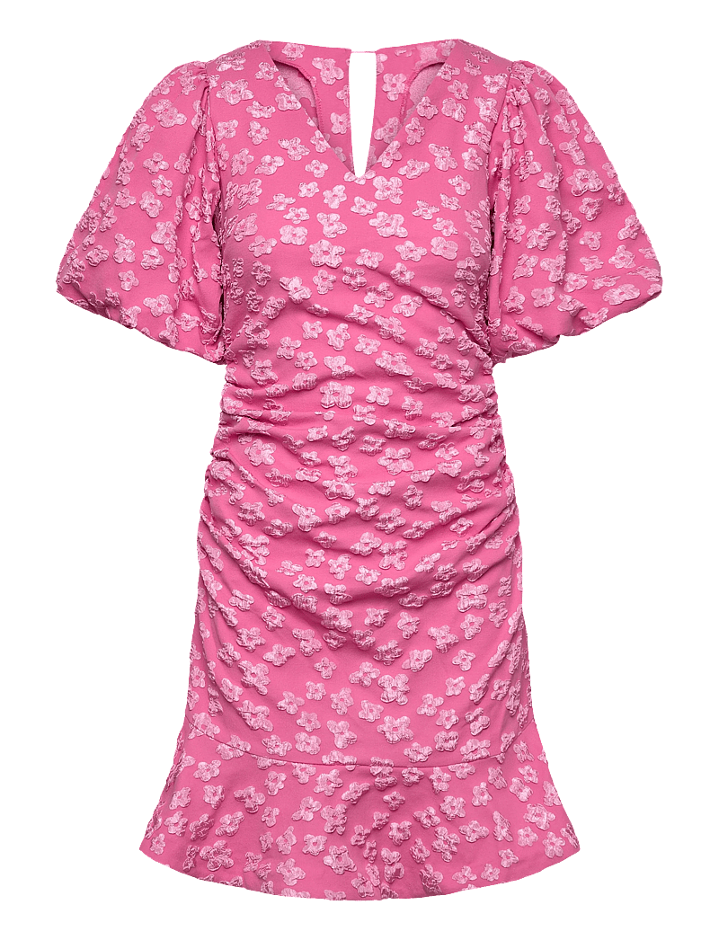 Bubbleroom - Jacquard Flounce Short Dress - sommerkleider - pink - 1