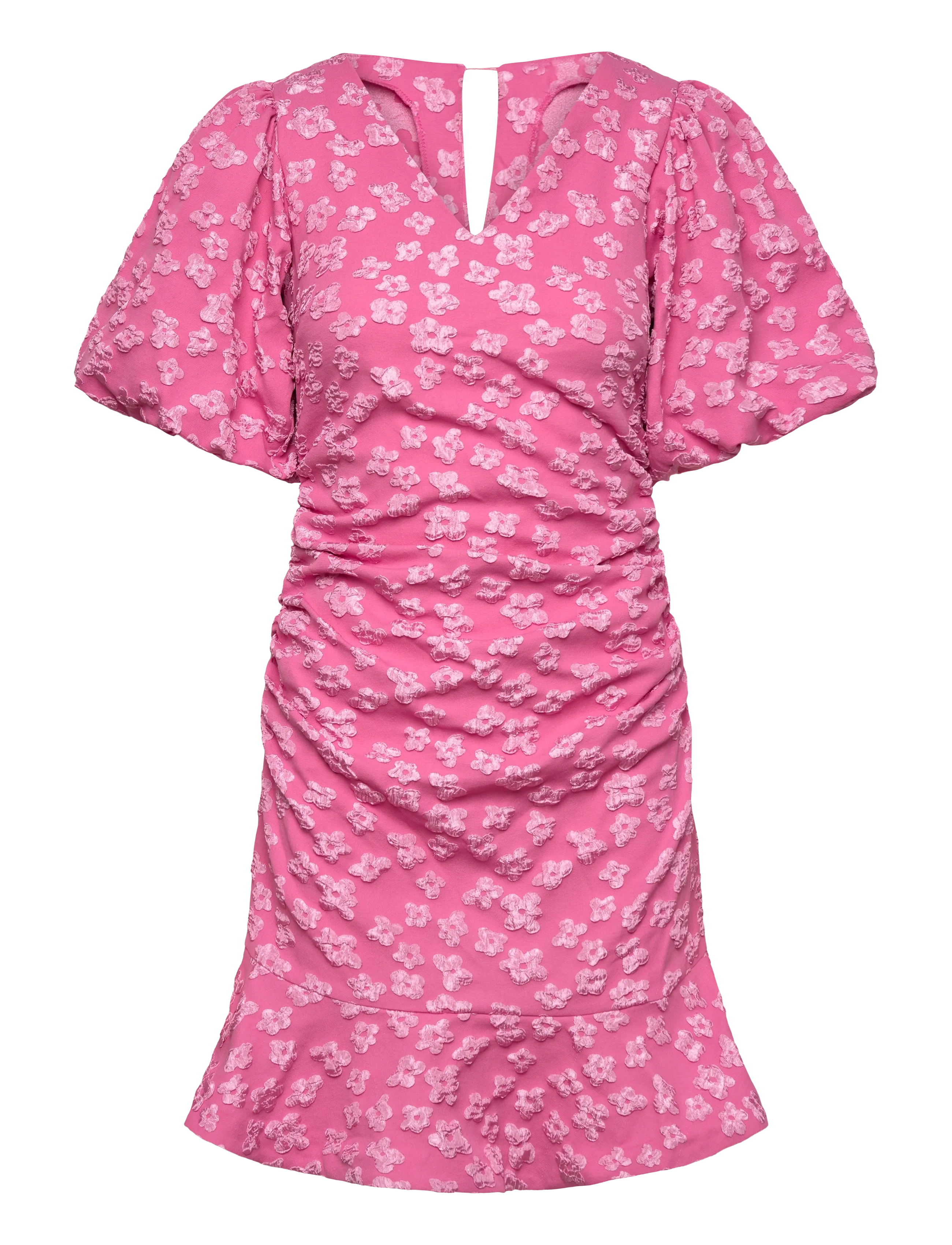 Bubbleroom Jacquard Flounce Short Dress - Bubbleroom - PINK / pink/rose