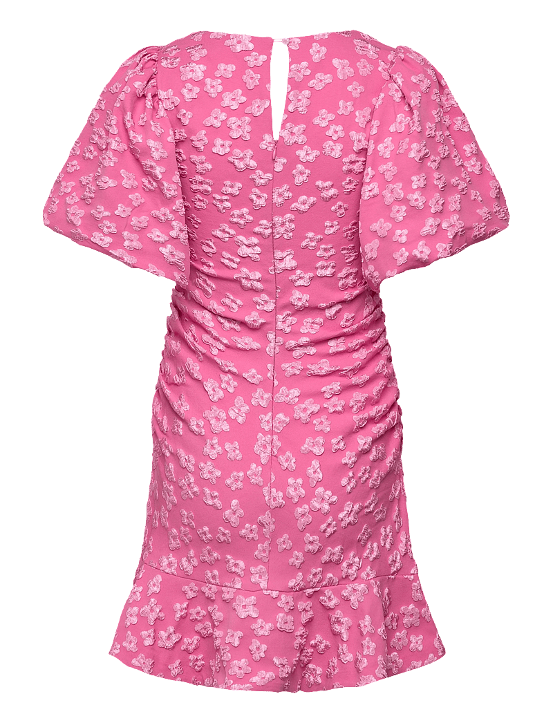 Bubbleroom - Jacquard Flounce Short Dress - sommerkleider - pink - 2