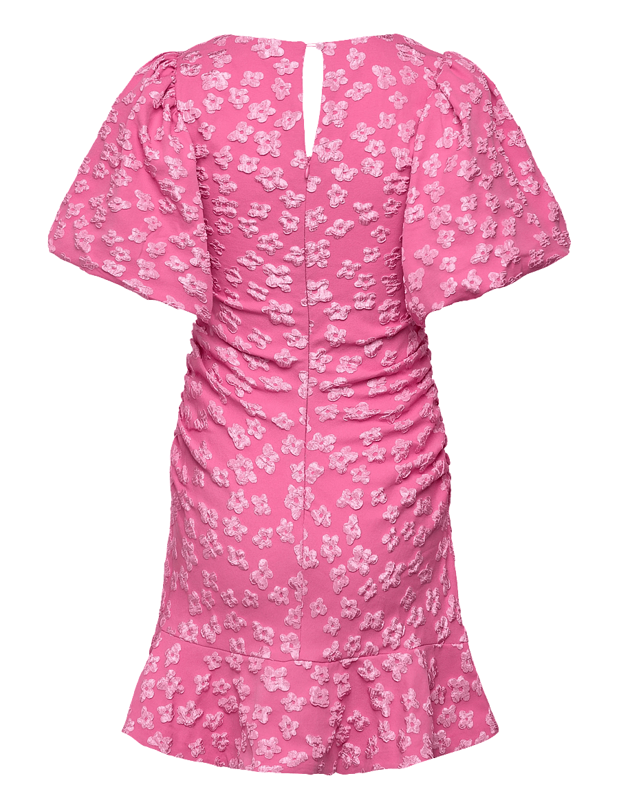 Bubbleroom - Jacquard Flounce Short Dress - sommerkleider - pink - 2