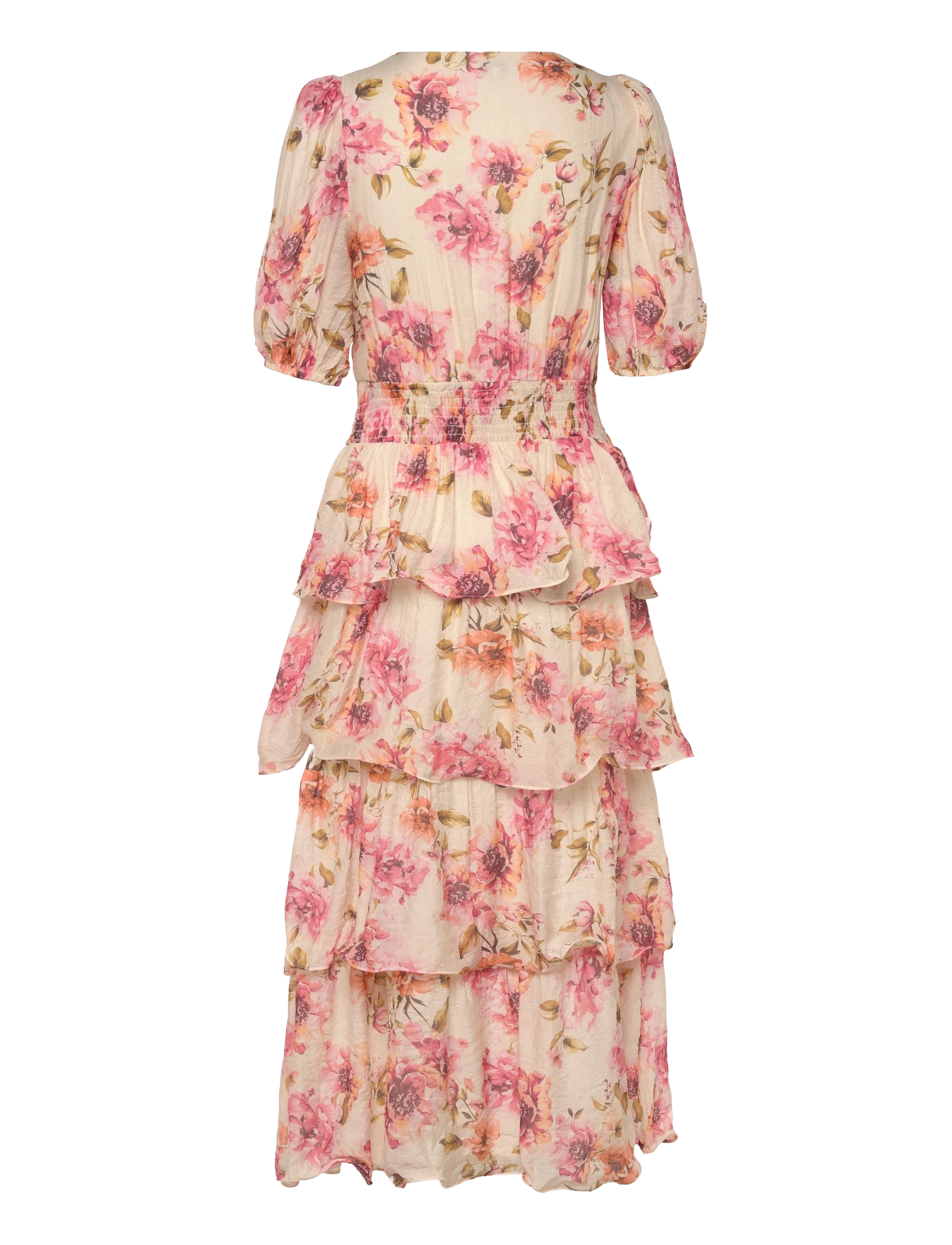 Bubbleroom - Balloon Sleeve Flounce Ankle Dress - sommerkjoler - light yellow/patterned - 2