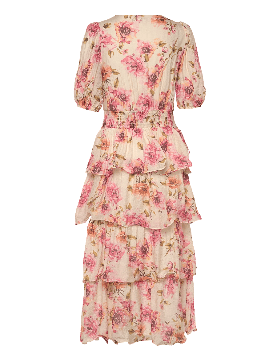 Bubbleroom - Balloon Sleeve Flounce Ankle Dress - sommerkjoler - light yellow/patterned - 2