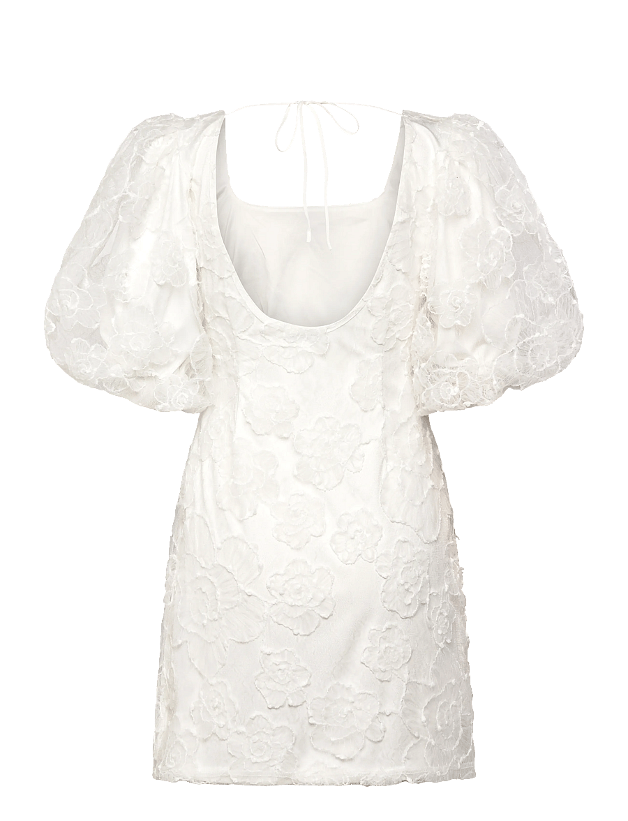 Bubbleroom - Puff Sleeve Embroidered Dress - konfirmationstøj - white - 2