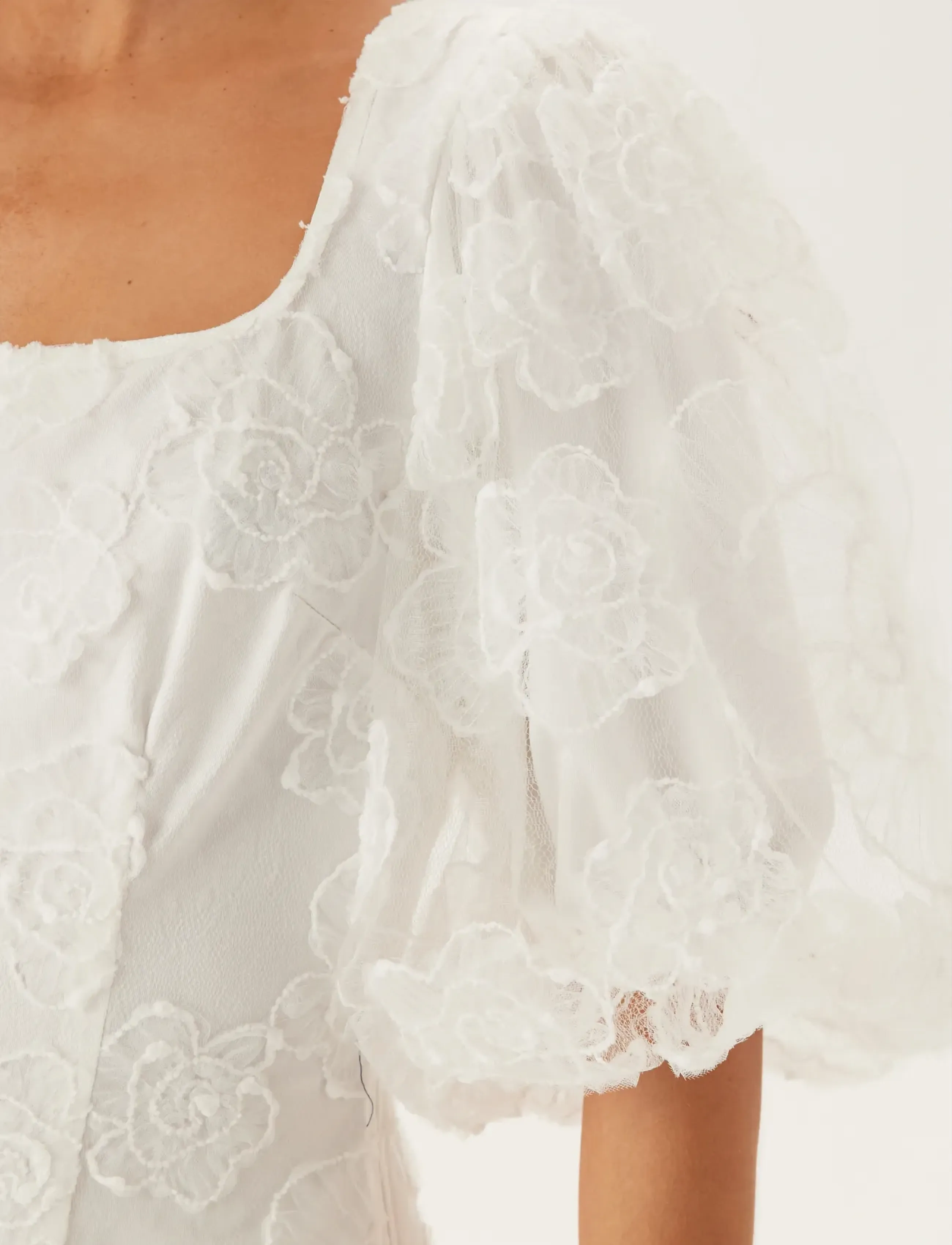 Bubbleroom Puff Sleeve Embroidered Dress (BUO723331) - Short