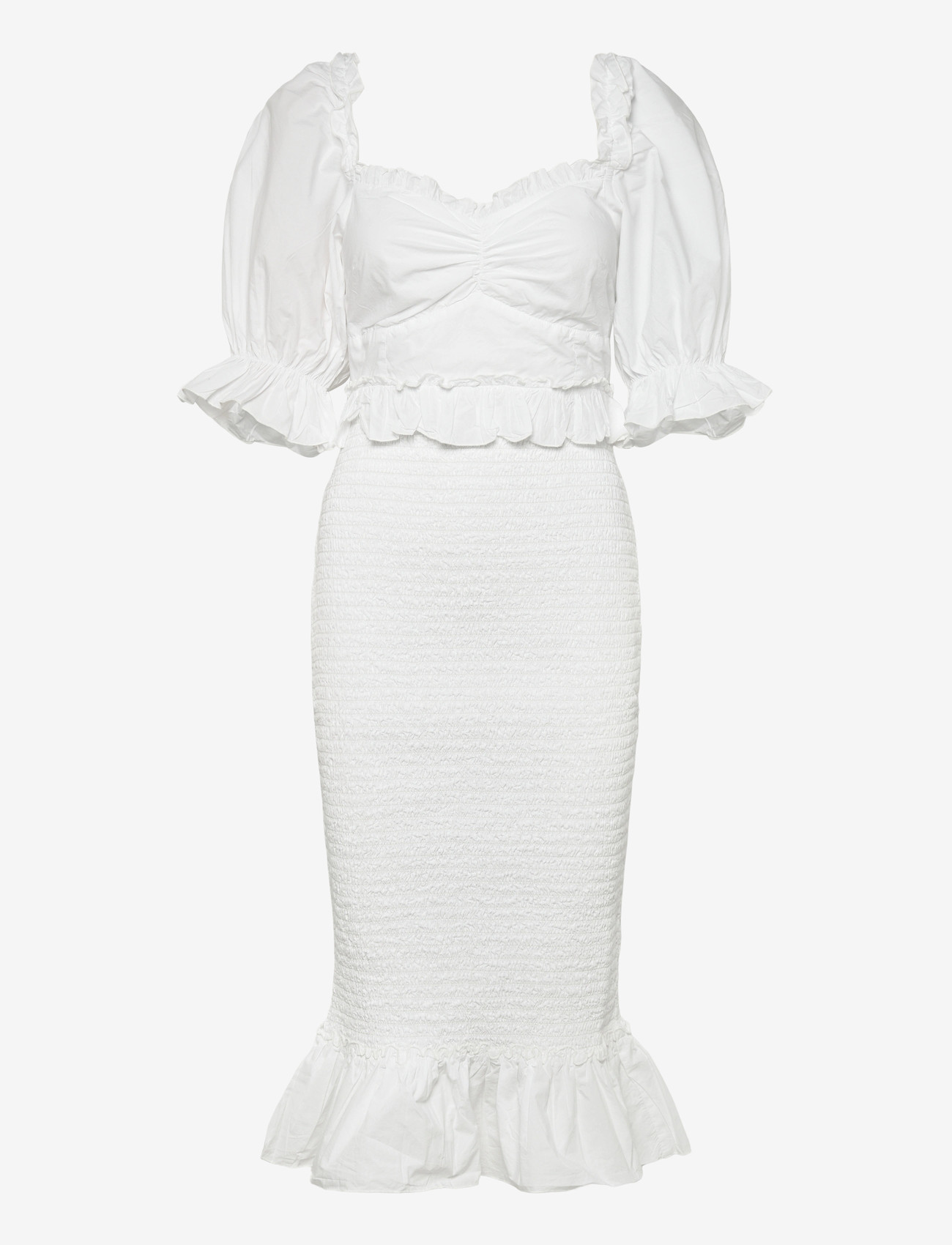 Bubbleroom Bustier Smock Ankle Dress - Sommarklänningar - WHITE / white