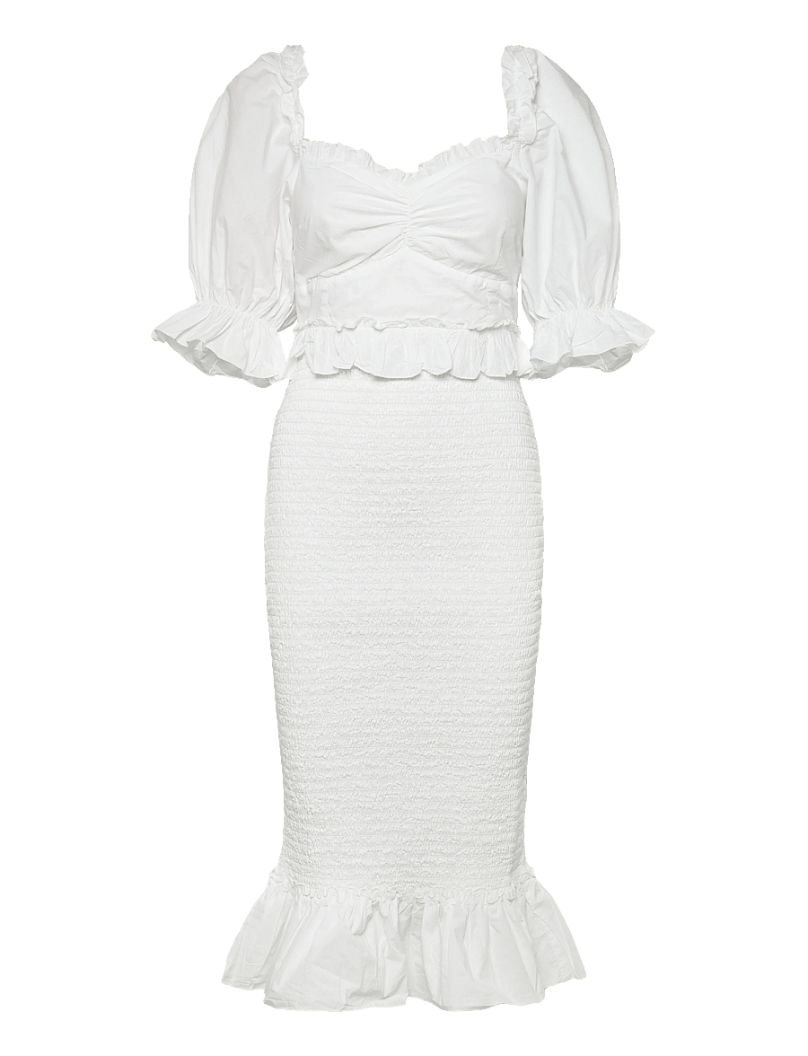 Bubbleroom - Bustier Smock Ankle Dress - konfirmation - white - 1