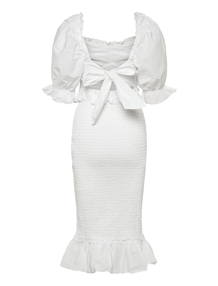 Bubbleroom - Bustier Smock Ankle Dress - konfirmation - white - 2