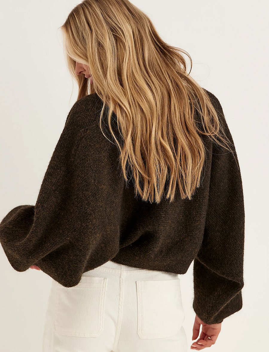 Bubbleroom - Knitted Bolero - crop tops - brown - 4