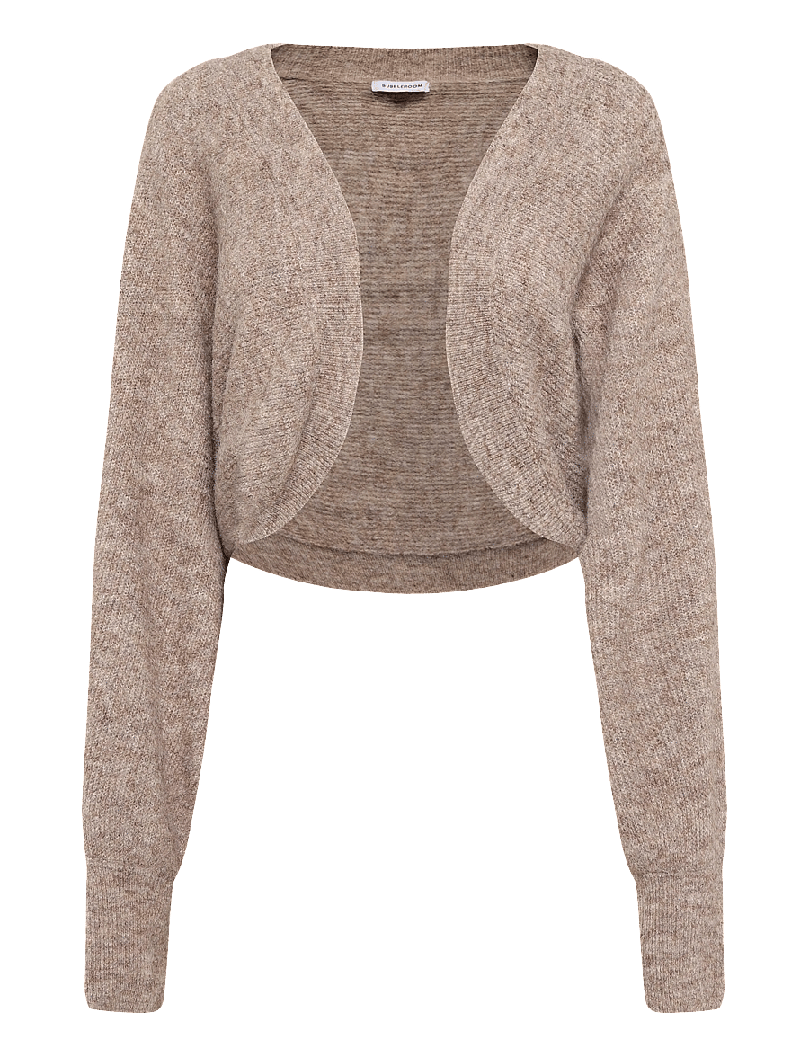 Bubbleroom - Knitted Bolero - crop tops - dark beige - 1