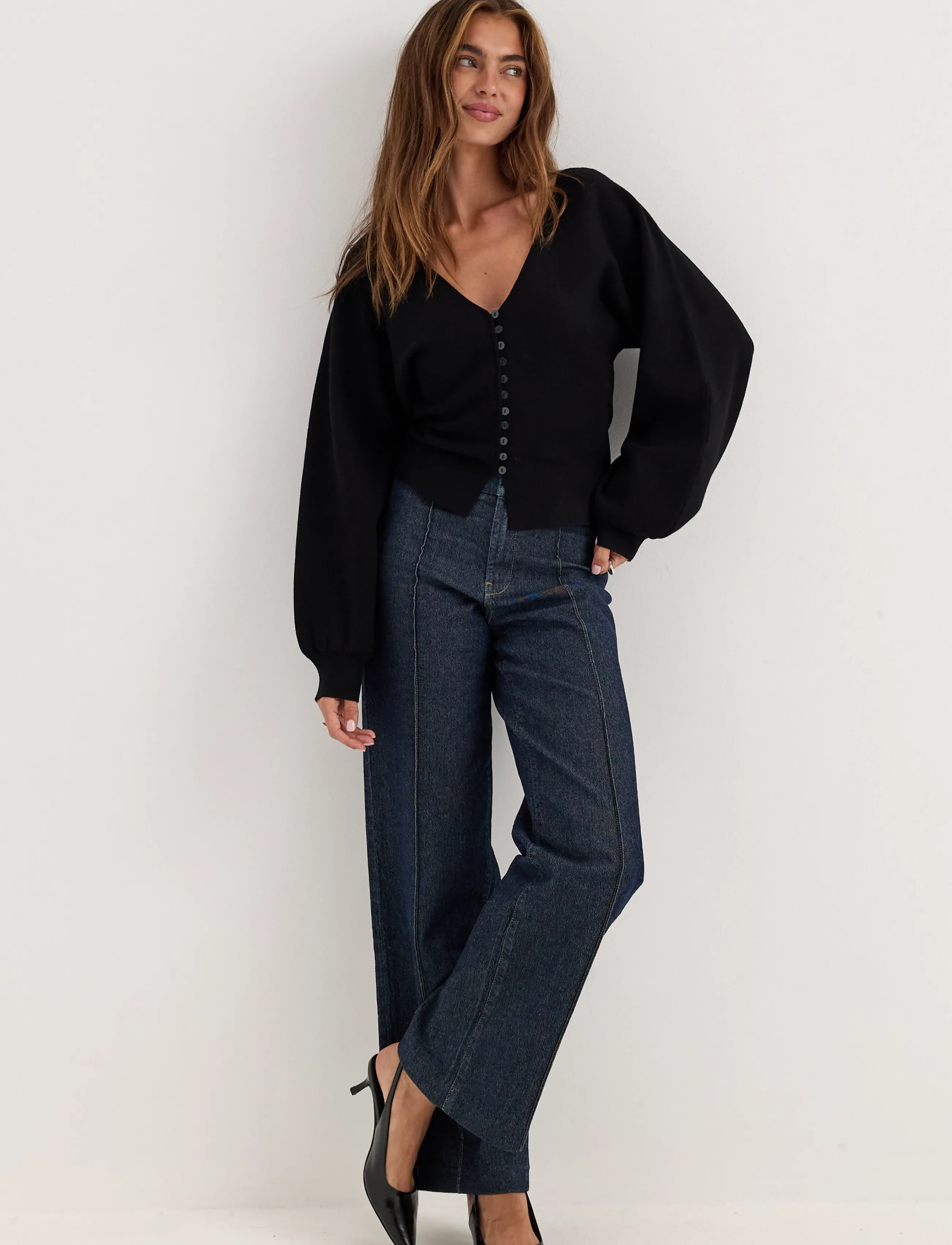 Bubbleroom - Knitted Cardigan - kardiganid - black - 3