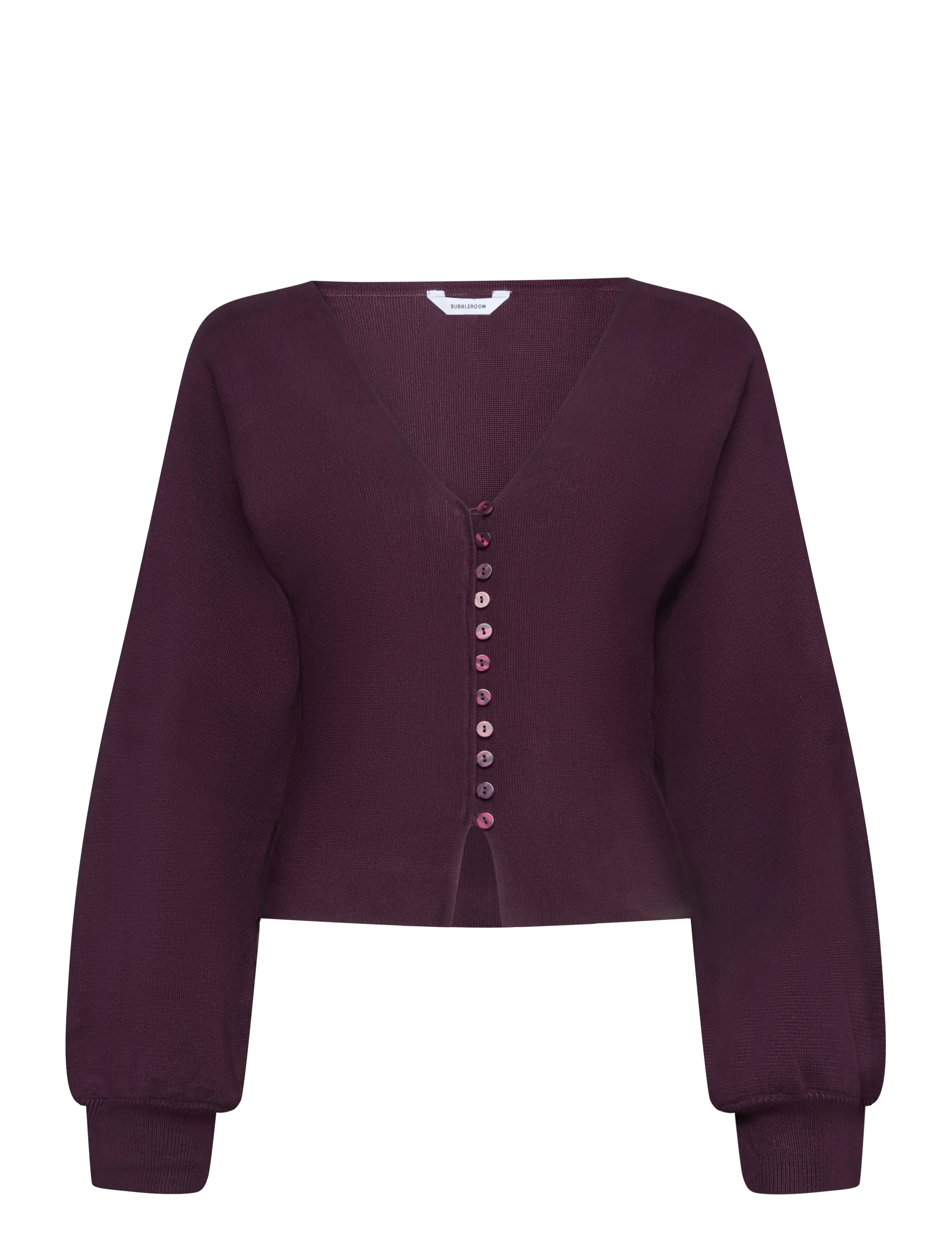 Bubbleroom Knitted Cardigan - Cardigans - DARK PLUM / purple