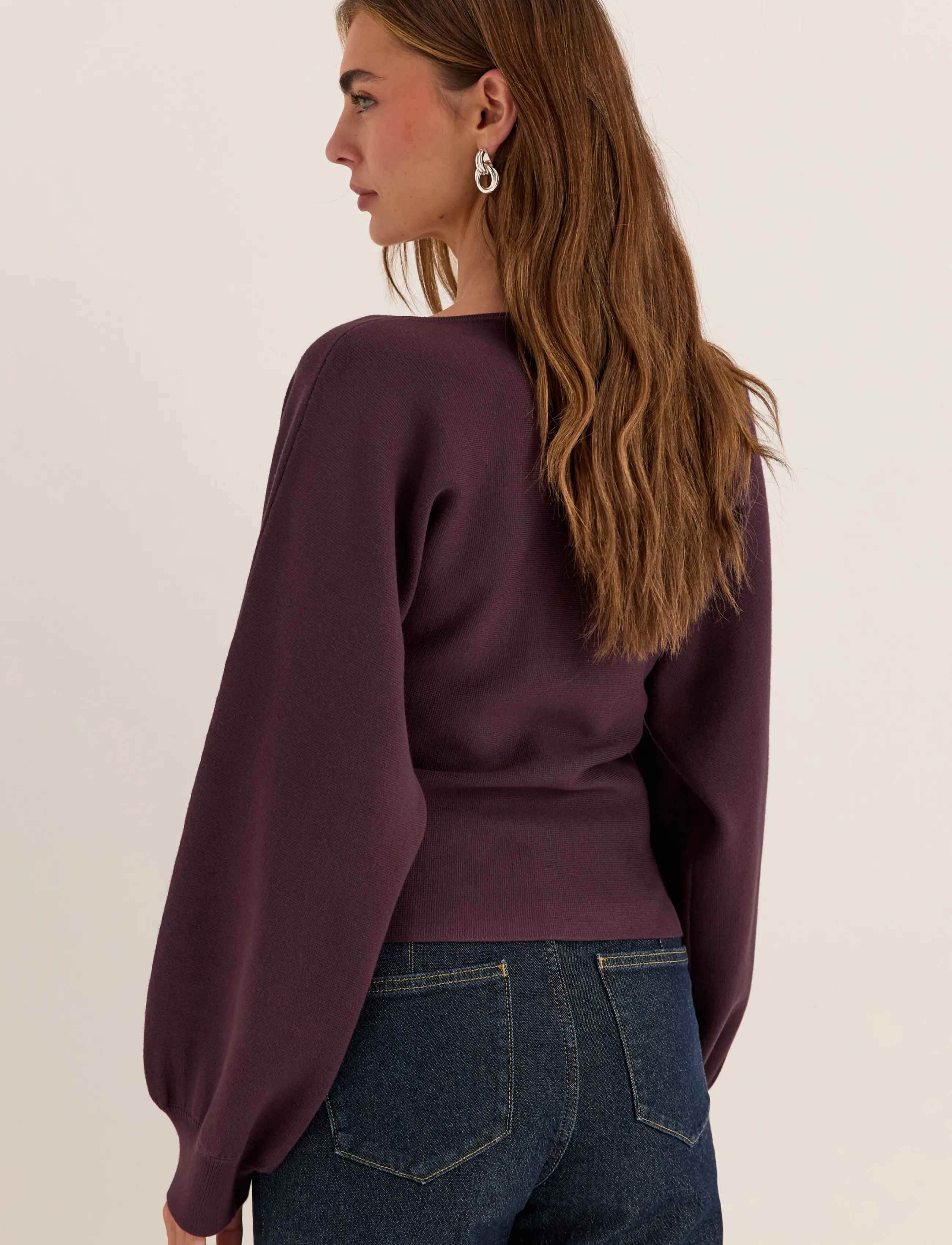 Bubbleroom - Knitted Cardigan - cardigans - dark plum - 3