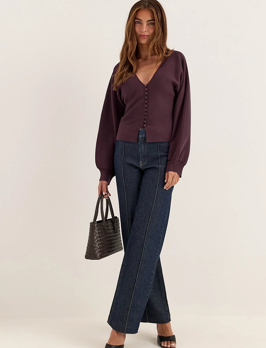 Bubbleroom - Knitted Cardigan - strickjacken - dark plum - 4