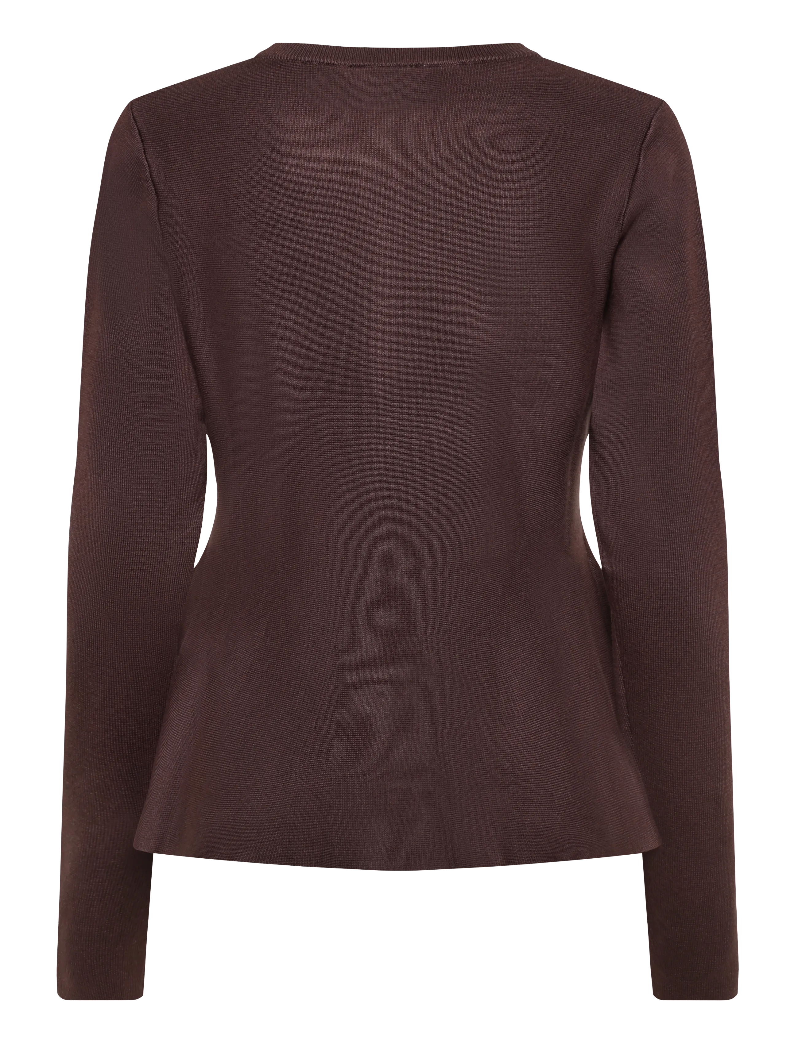 Bubbleroom - Knitted Peplum Cardigan - cardigans - dark brown - 2