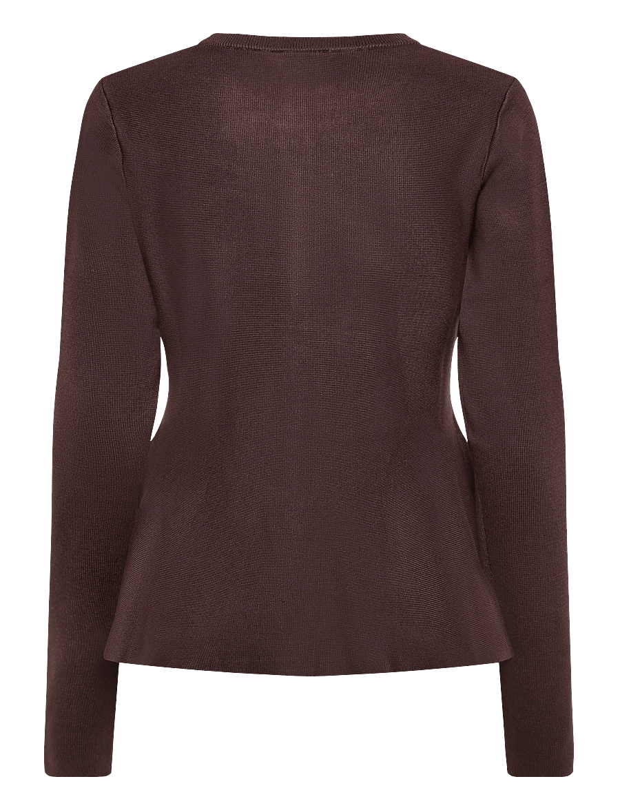 Bubbleroom - Knitted Peplum Cardigan - cardigans - dark brown - 2