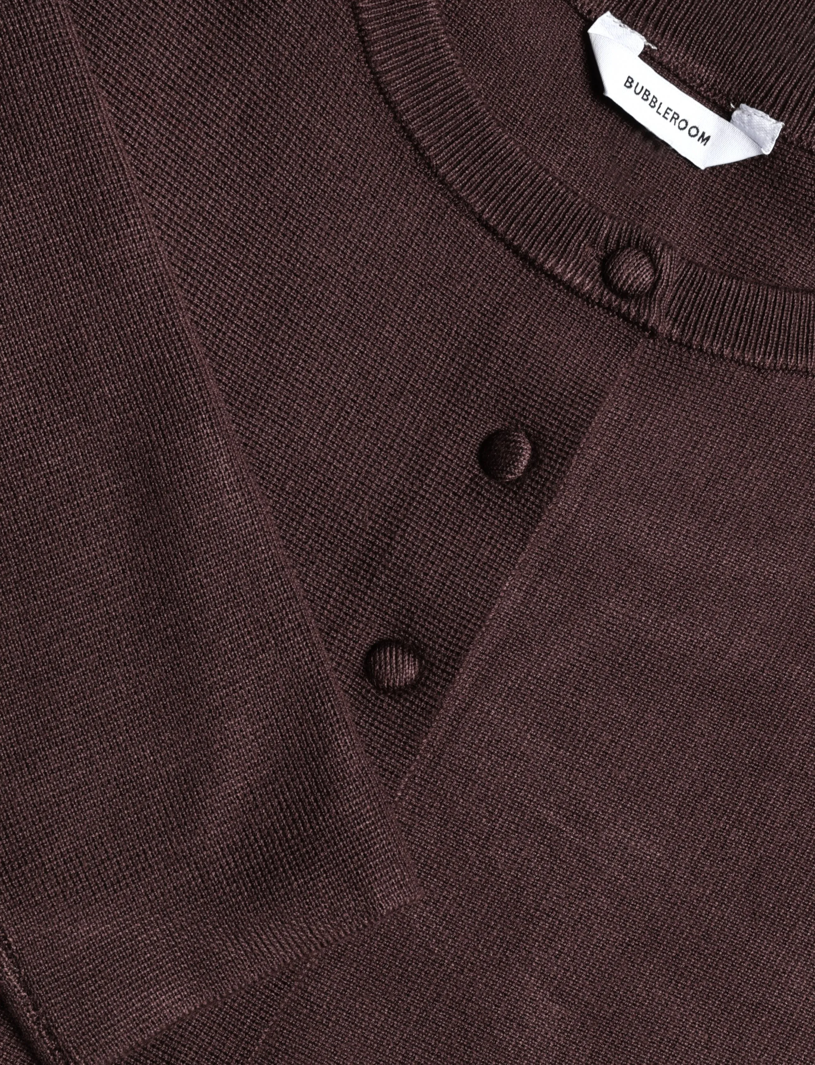 Bubbleroom - Knitted Peplum Cardigan - cardigans - dark brown - 5