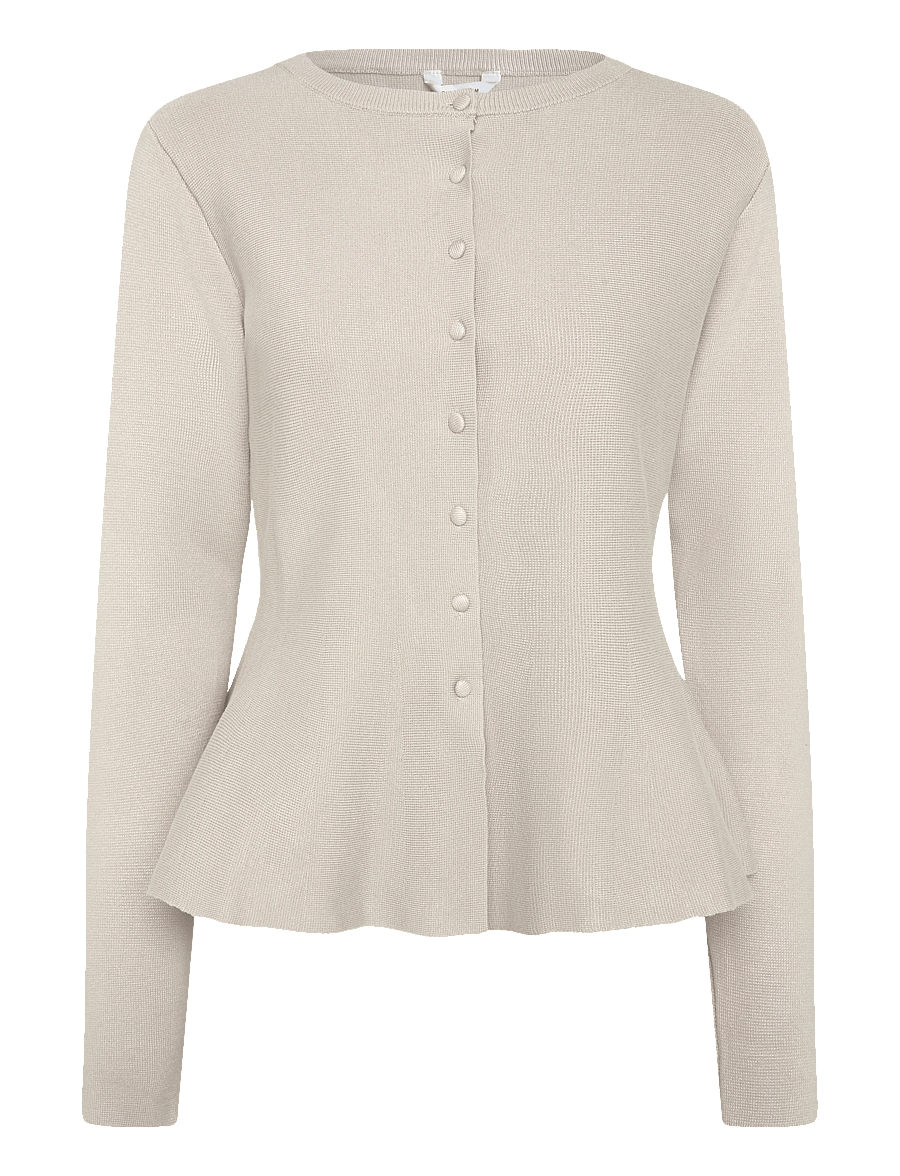 Bubbleroom - Knitted Peplum Cardigan - strickjacken - light beige - 1