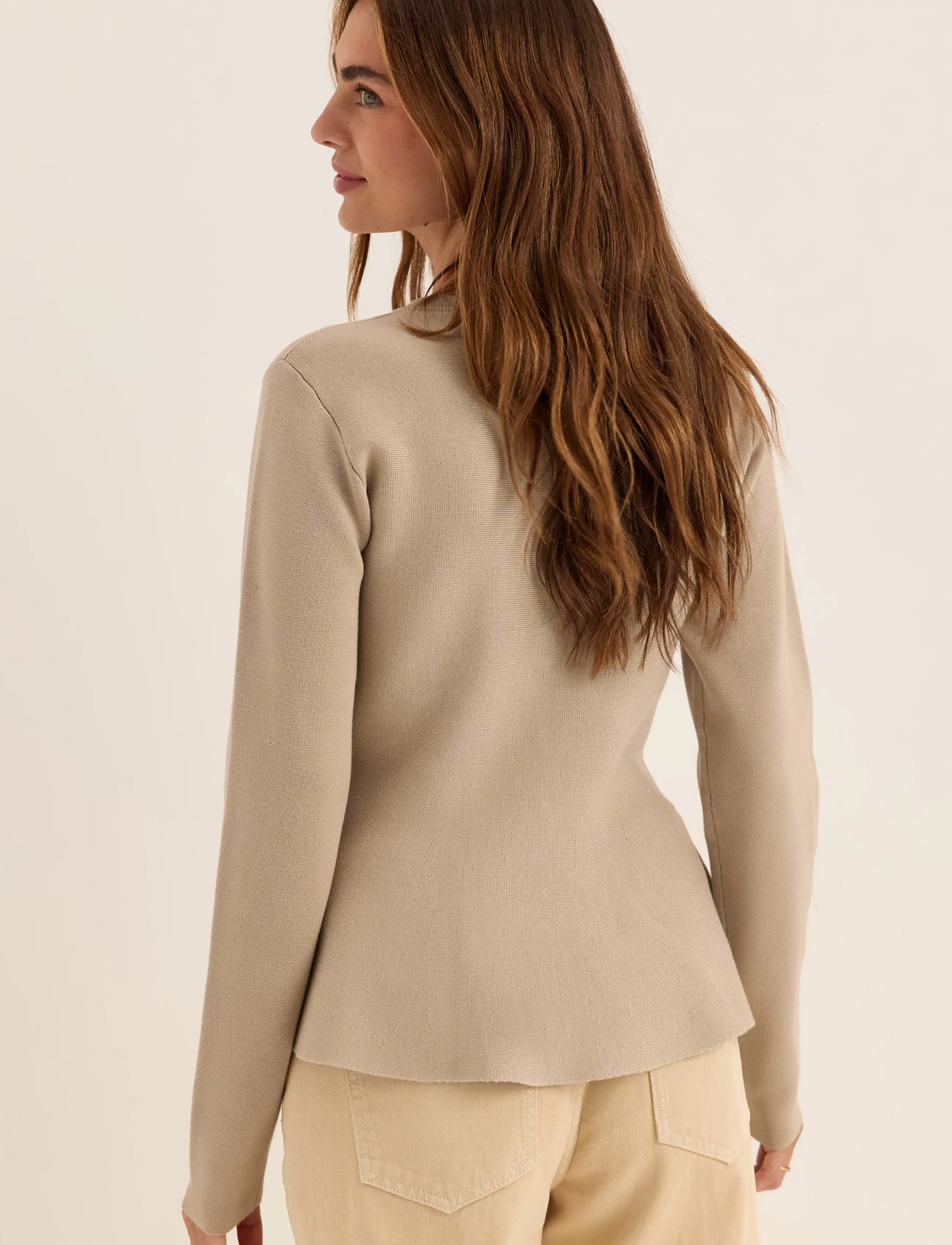 Bubbleroom - Knitted Peplum Cardigan - strickjacken - light beige - 3