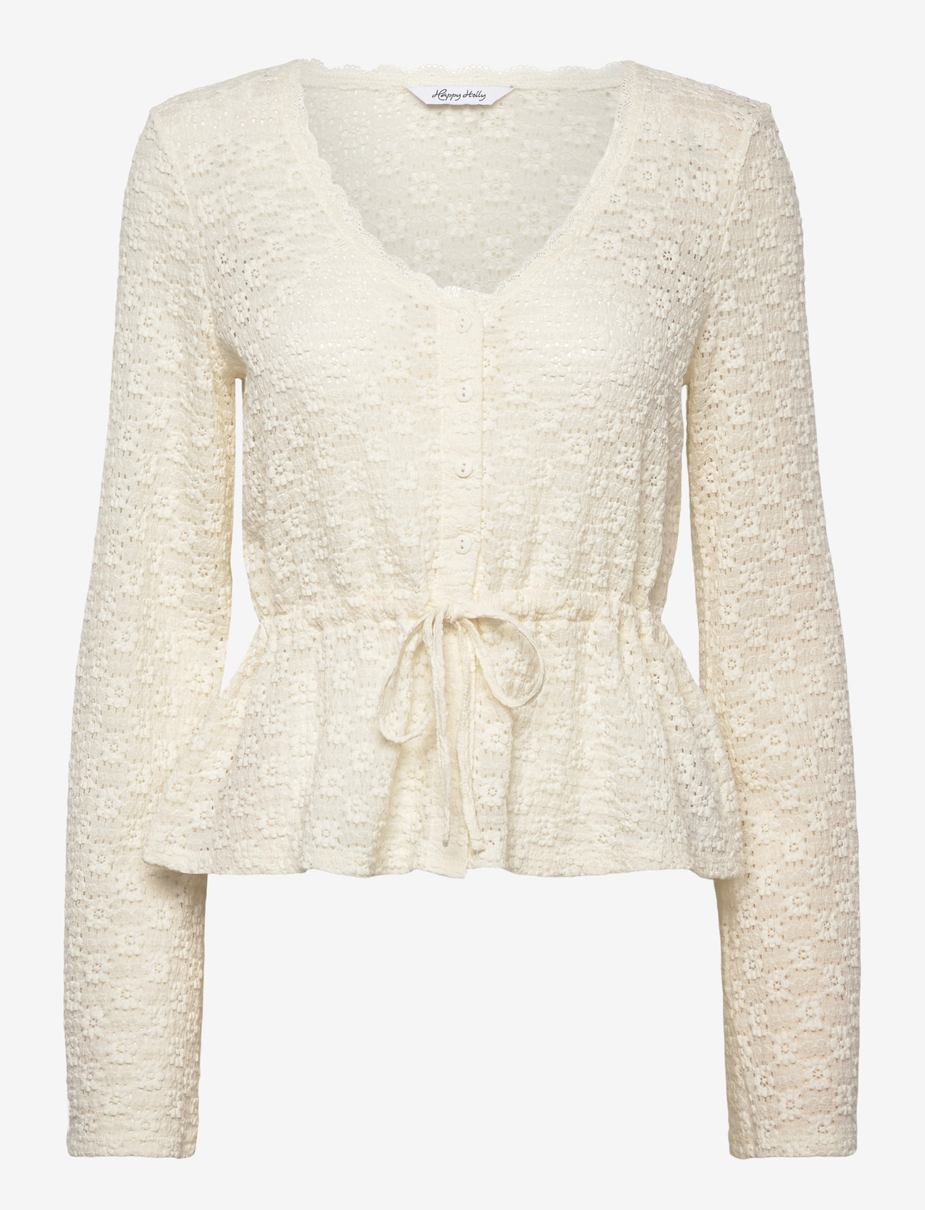 Bubbleroom - Peplum Lace Cardigan - cardigans - offwhite - 1
