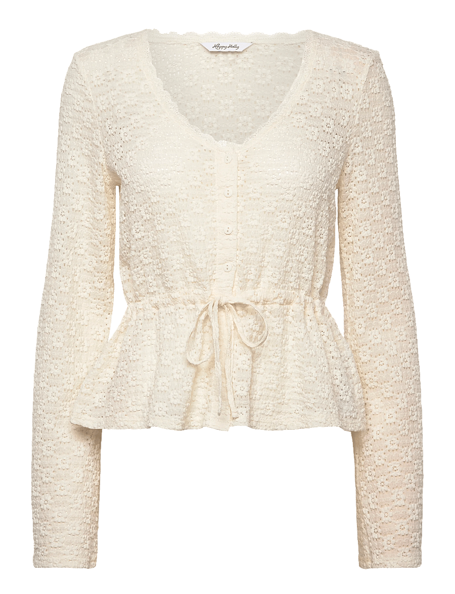 Bubbleroom - Peplum Lace Cardigan - koftor - offwhite - 1