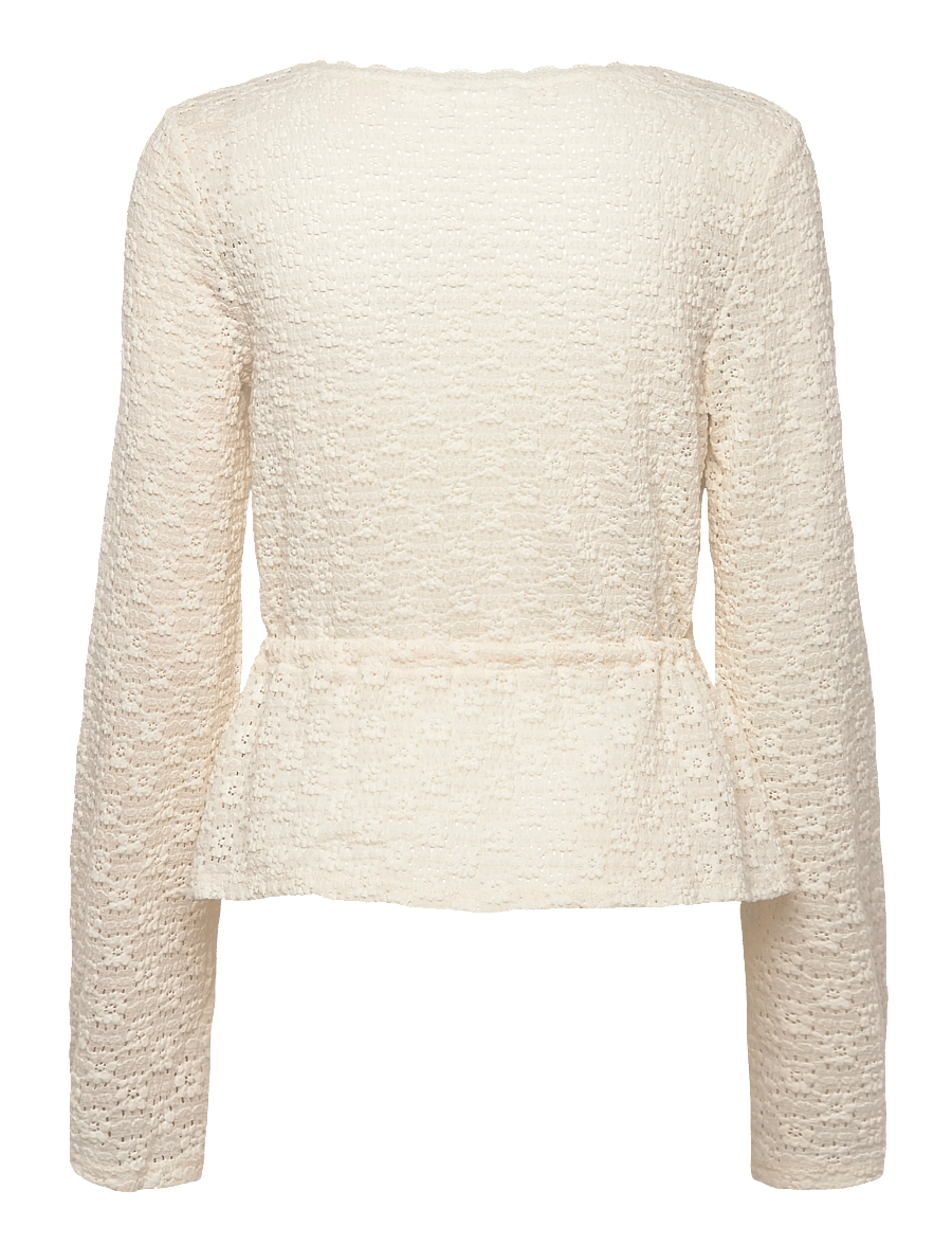 Bubbleroom - Peplum Lace Cardigan - koftor - offwhite - 2