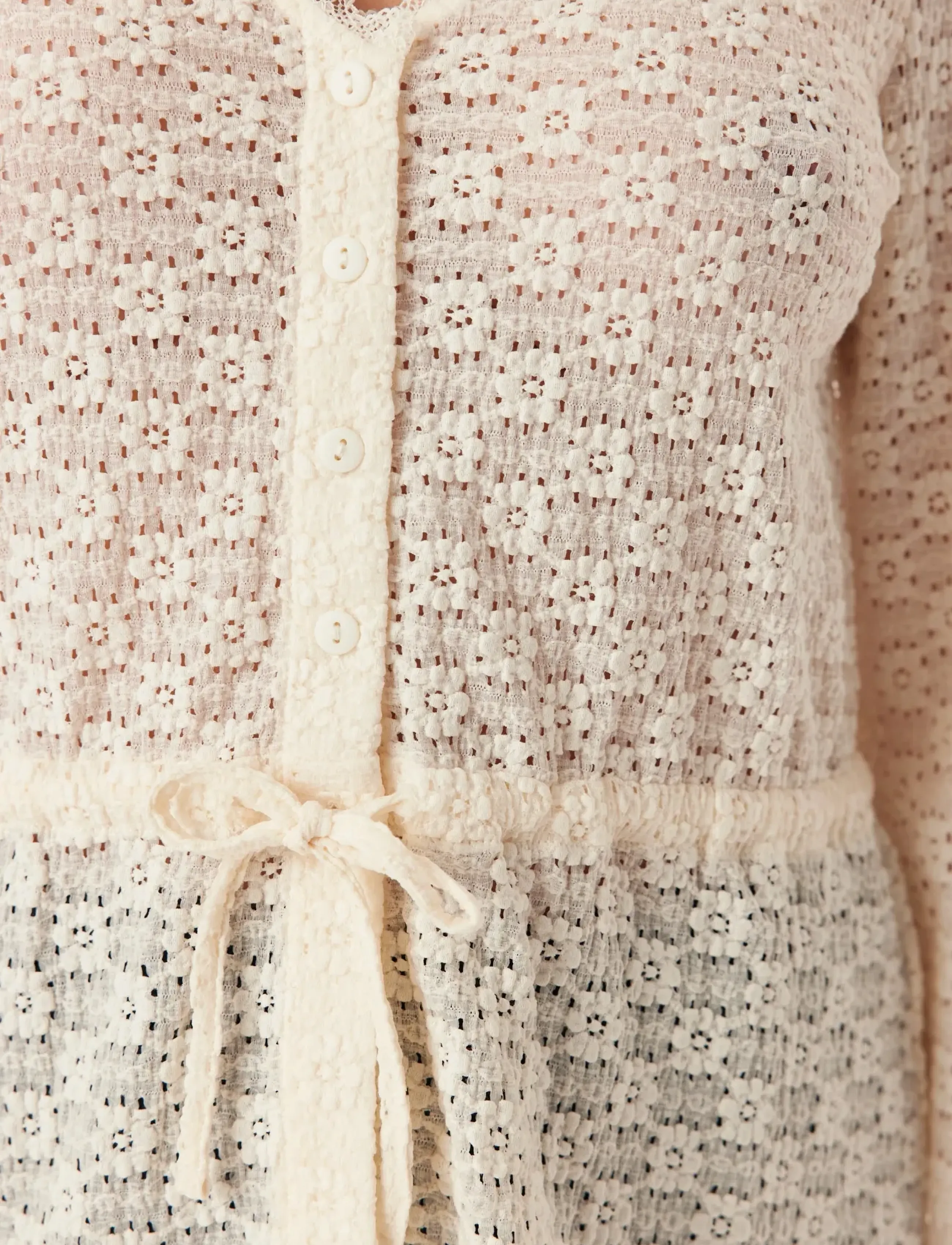 Bubbleroom - Peplum Lace Cardigan - cardigans - offwhite - 4