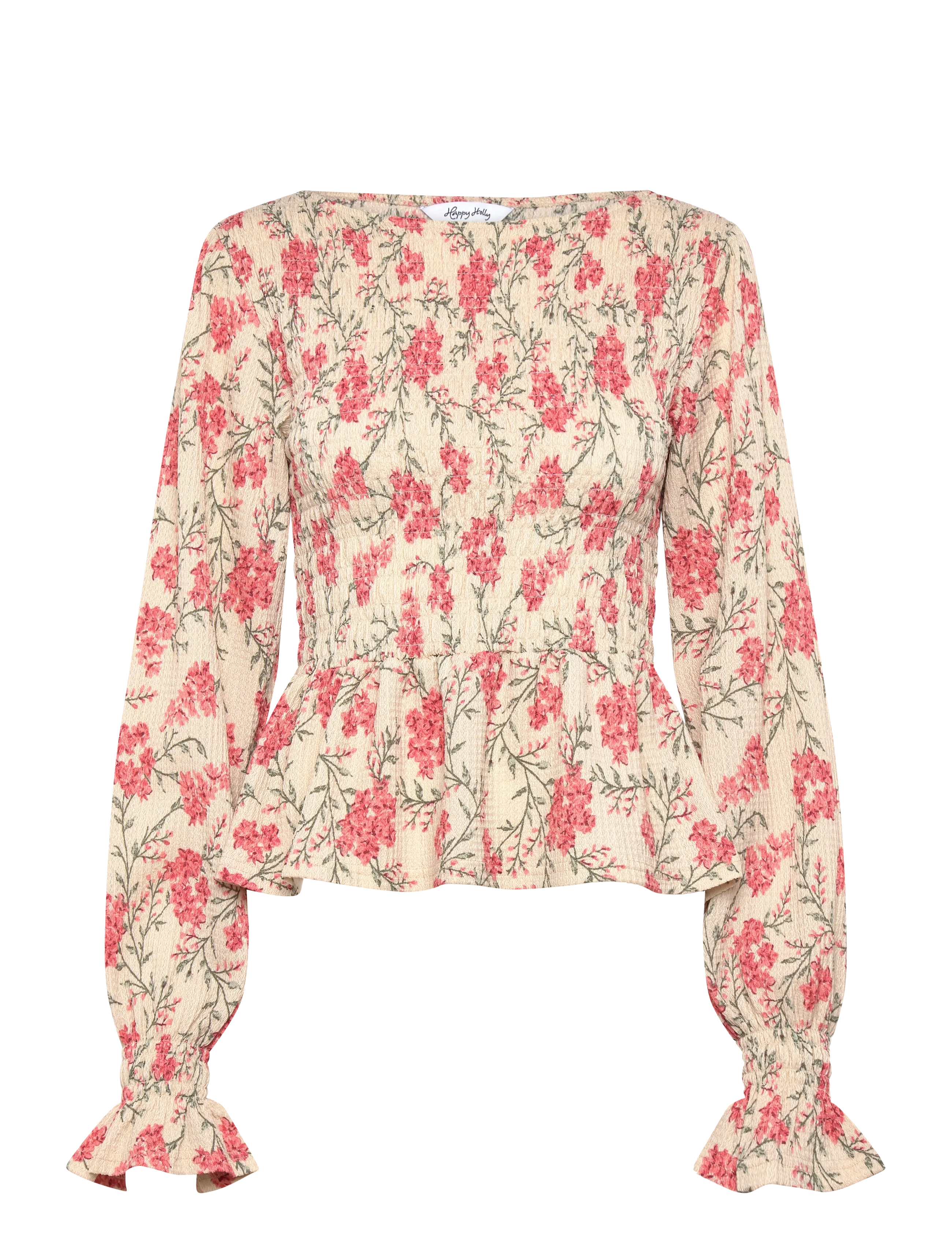 Bubbleroom Structure Smock Peplum Top - Nyheder - FLORAL/PATTERNED / multi