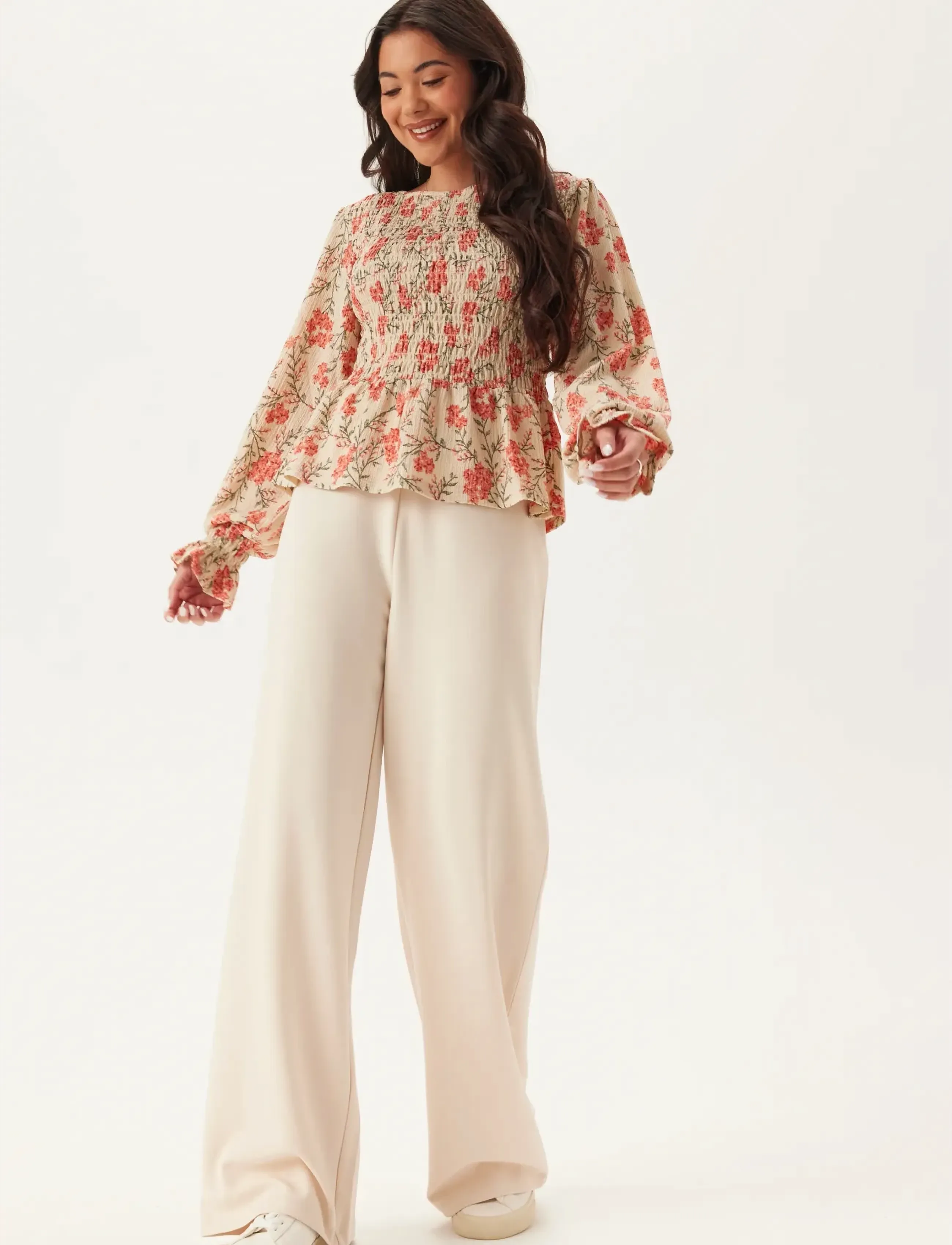 Bubbleroom - Structure Smock Peplum Top - blouses à manches longues - floral/patterned - 3