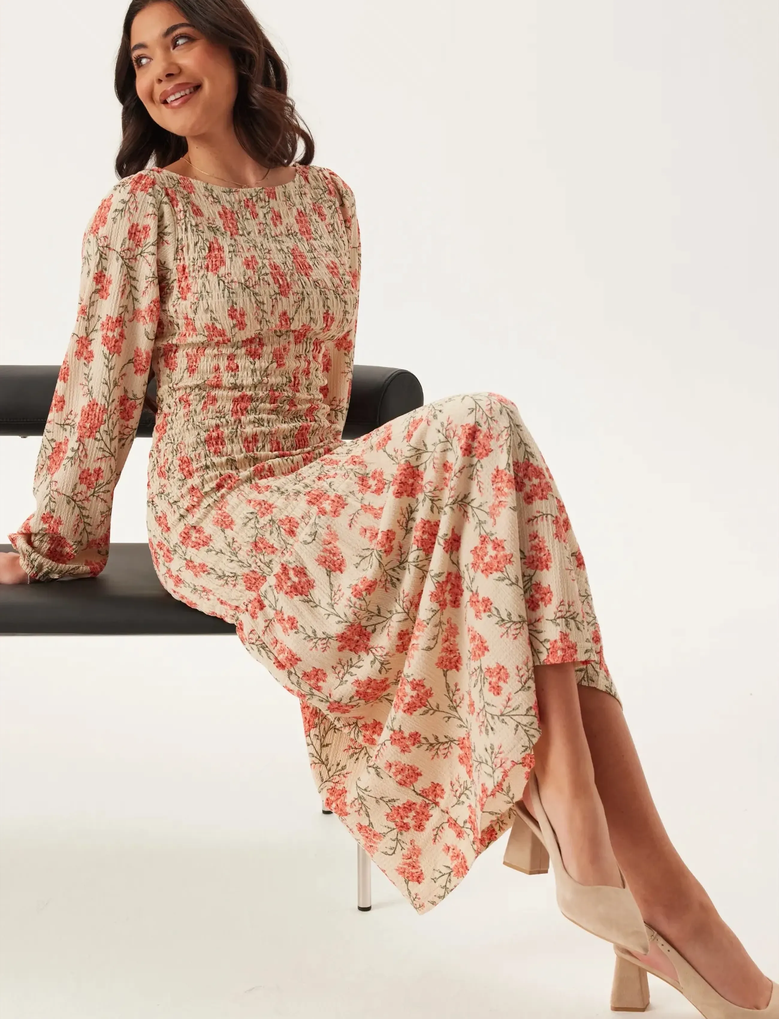 Bubbleroom Structure Smock Midi Dress - Kjoler - FLORAL/PATTERNED / multi