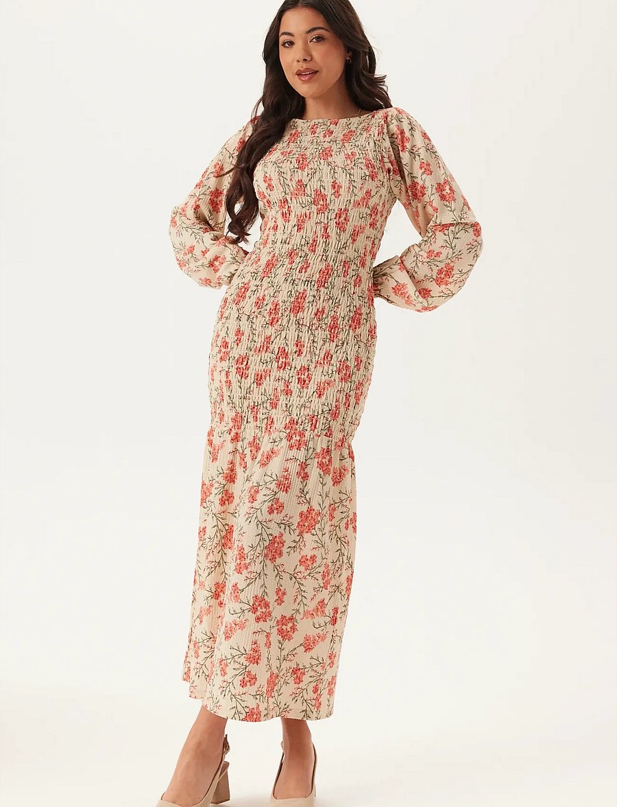 Bubbleroom - Structure Smock Midi Dress - sommarklänningar - floral/patterned - 3