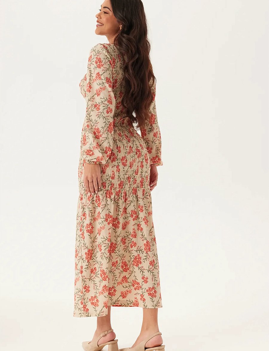 Bubbleroom - Structure Smock Midi Dress - sommarklänningar - floral/patterned - 4