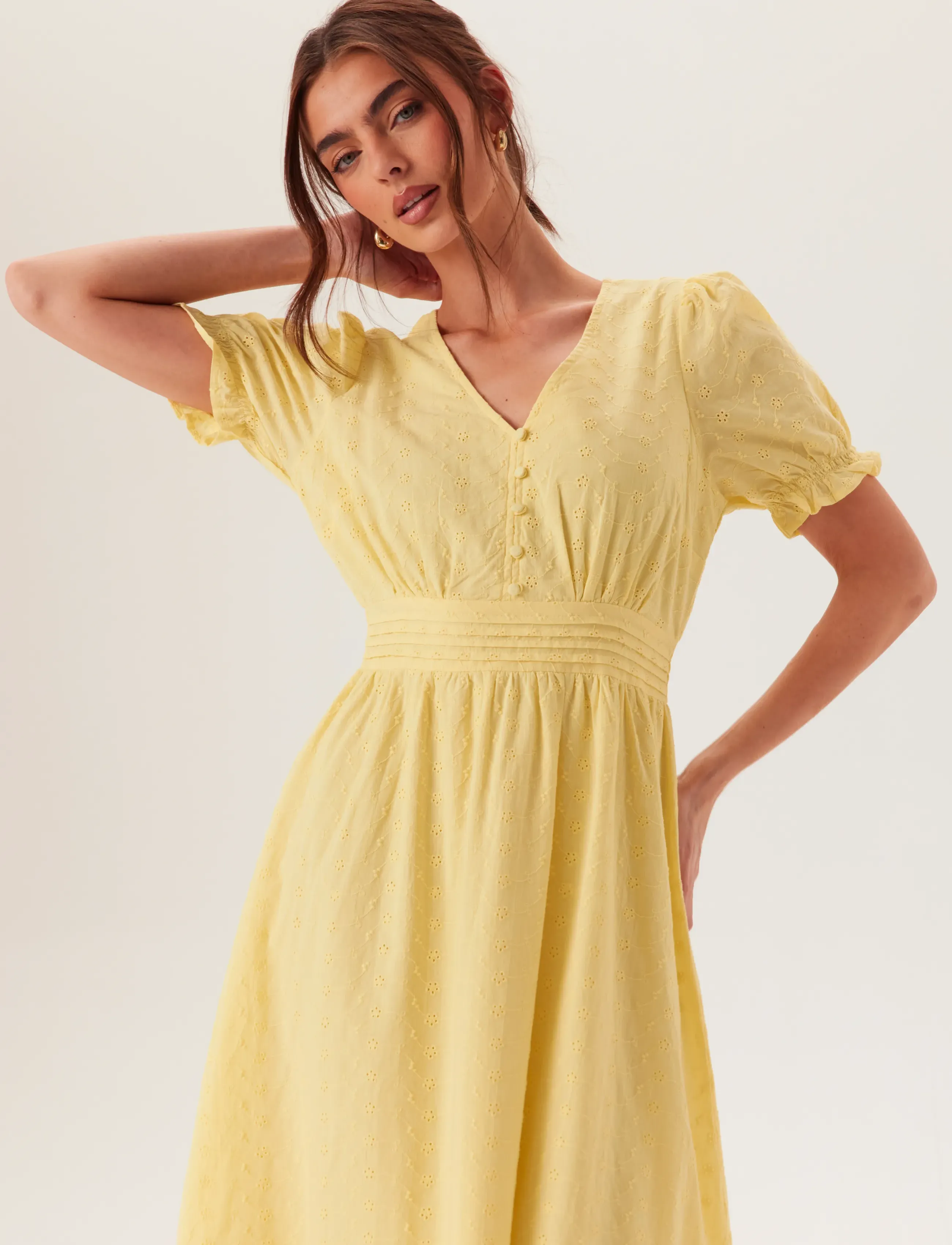 Bubbleroom - Broderie Anglaise Dress - light yellow - 3