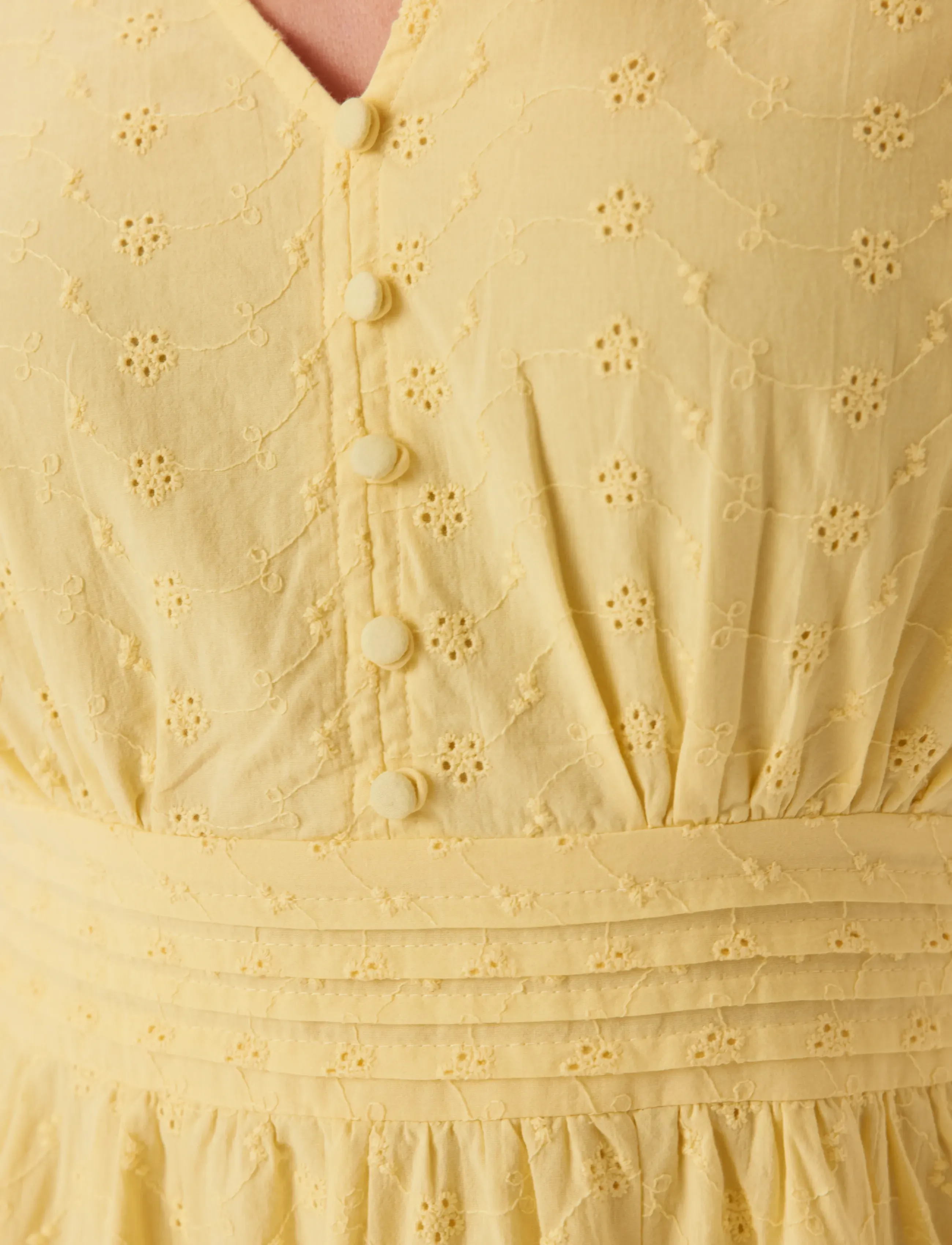 Bubbleroom - Broderie Anglaise Dress - light yellow - 4
