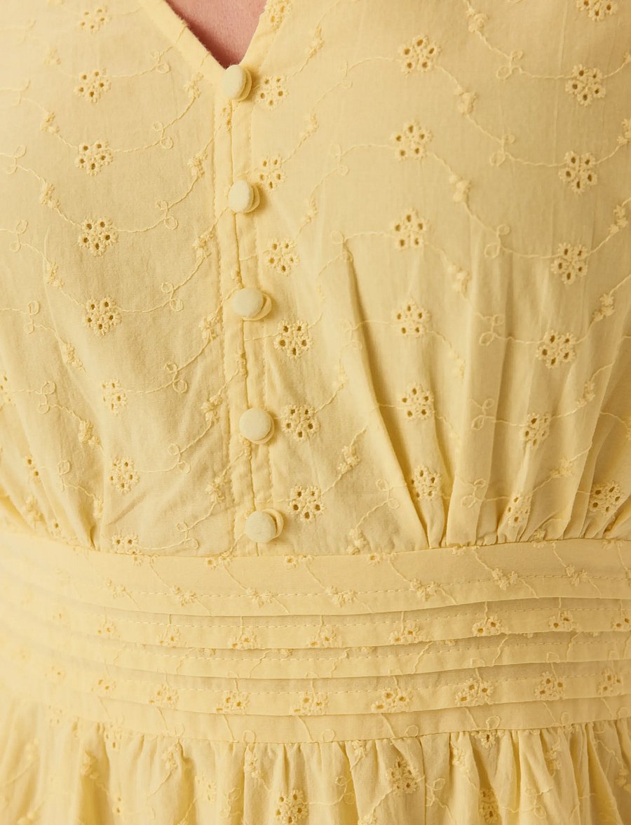 Bubbleroom - Broderie Anglaise Dress - sukienki letnie - light yellow - 4