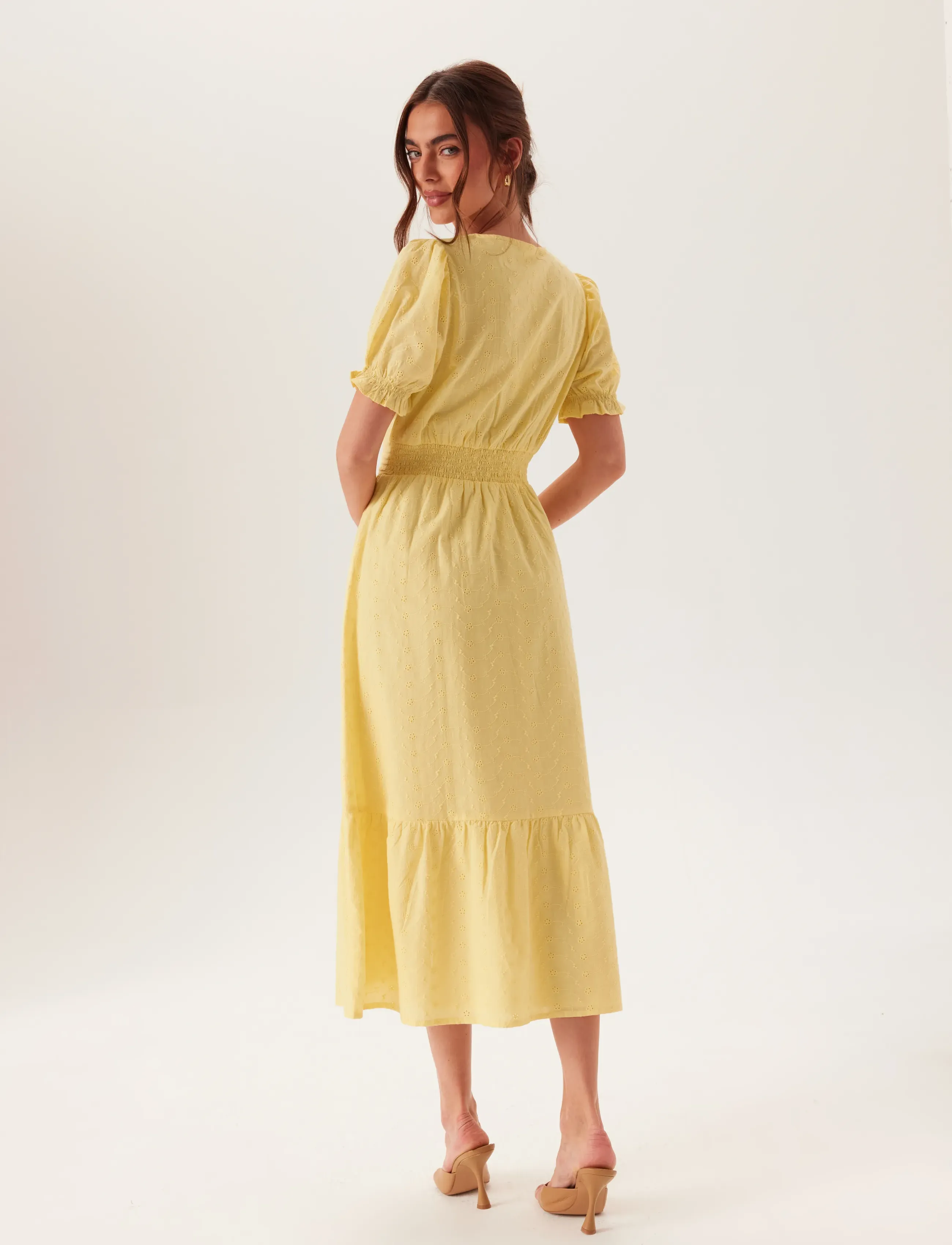 Bubbleroom - Broderie Anglaise Dress - light yellow - 5