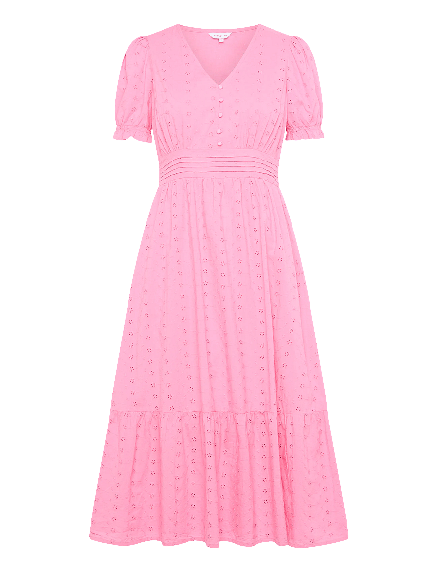 Bubbleroom - Broderie Anglaise Dress - vasarinės suknelės - pink - 1
