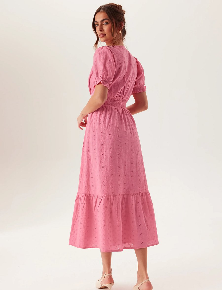 Bubbleroom - Broderie Anglaise Dress - vasarinės suknelės - pink - 5