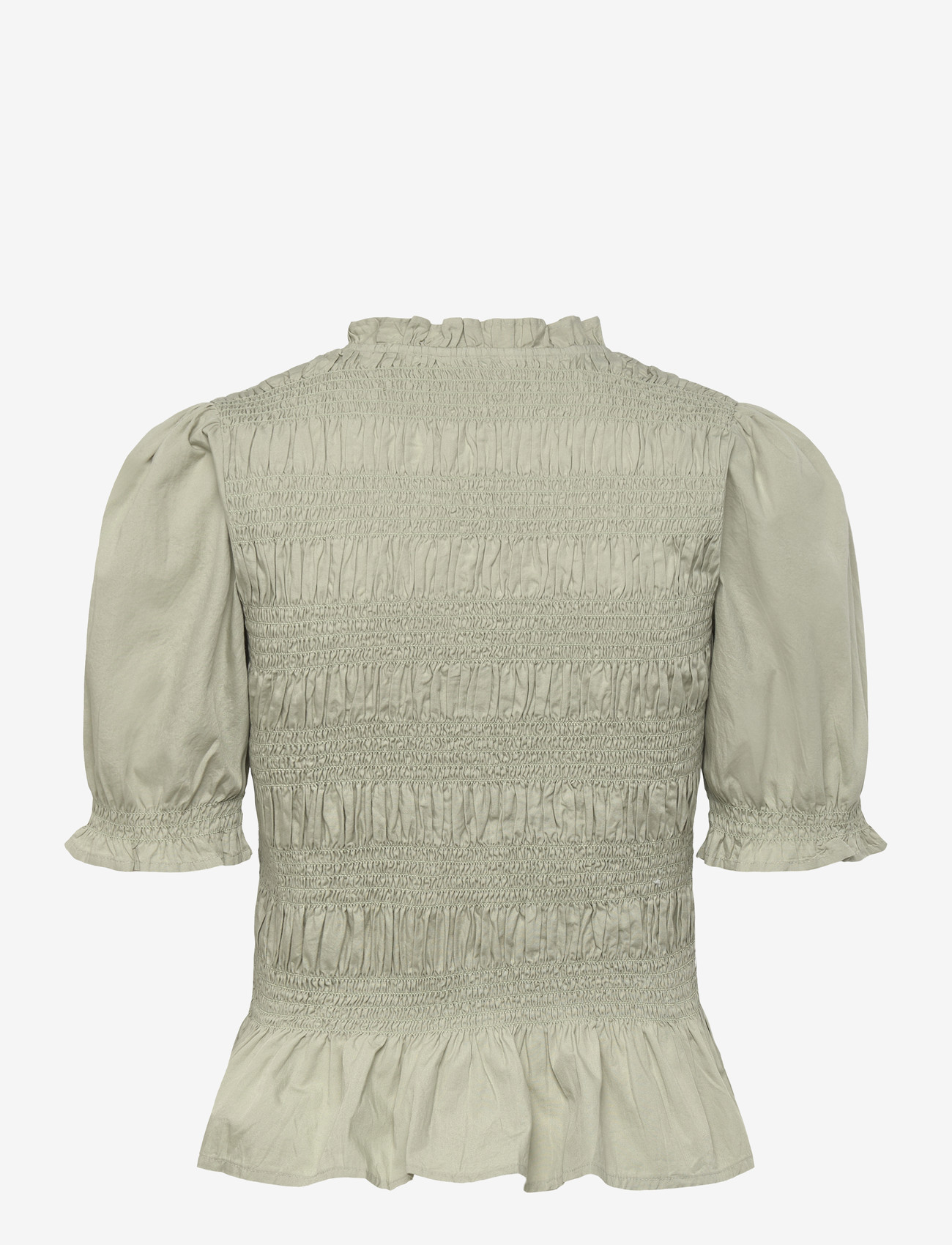 Bubbleroom - Short Sleeve Cotton Smock Blouse - kortærmede bluser - light green - 2