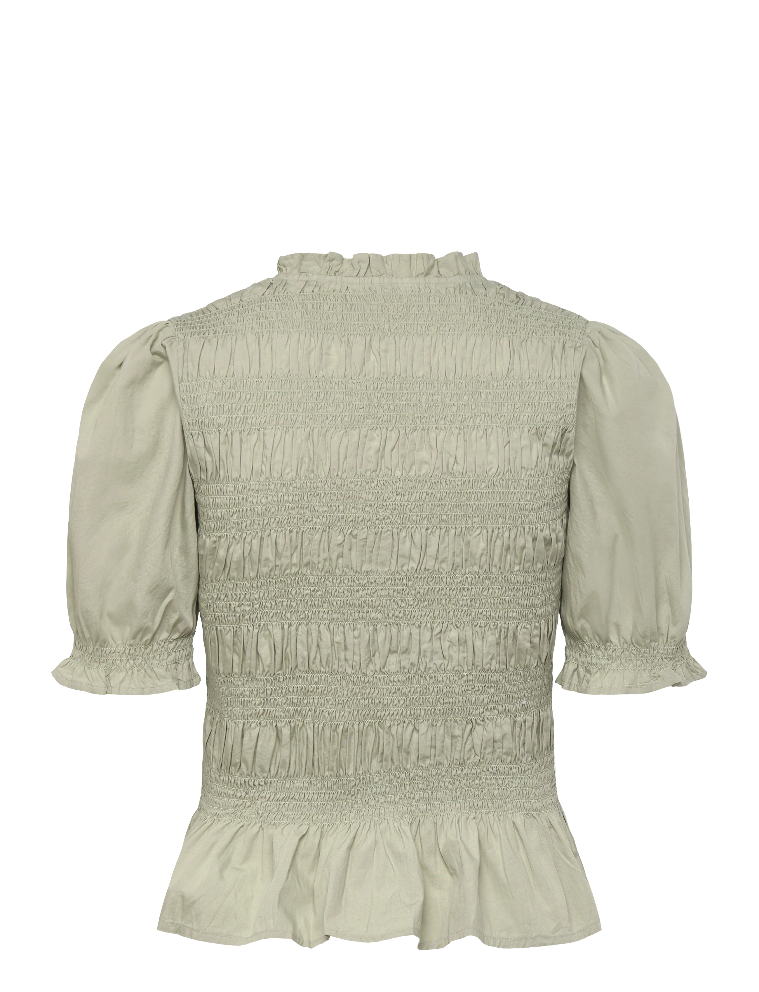Bubbleroom - Short Sleeve Cotton Smock Blouse - lühikeste varrukatega pluusid - light green - 2