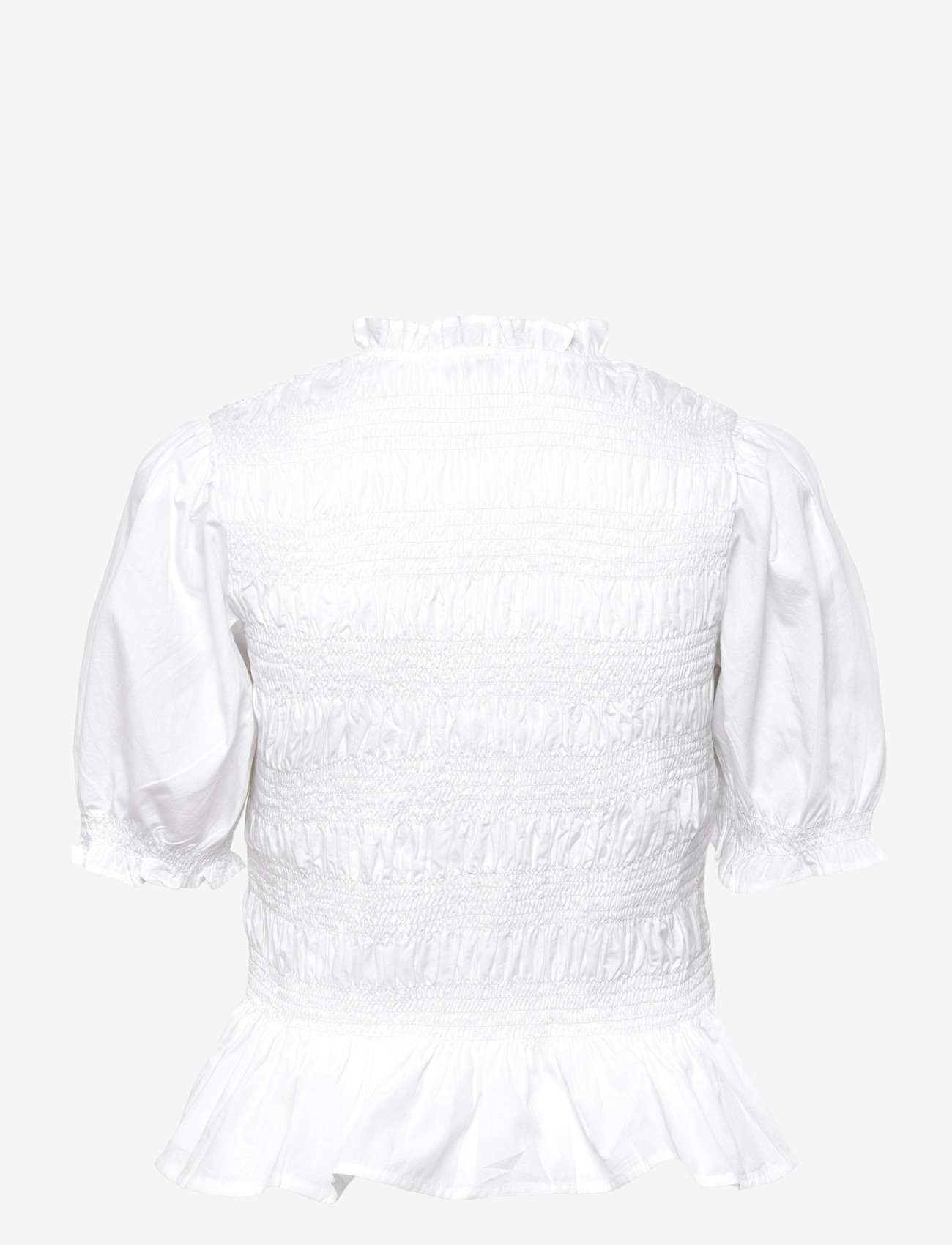 Bubbleroom - Short Sleeve Cotton Smock Blouse - kortärmade blusar - white - 1