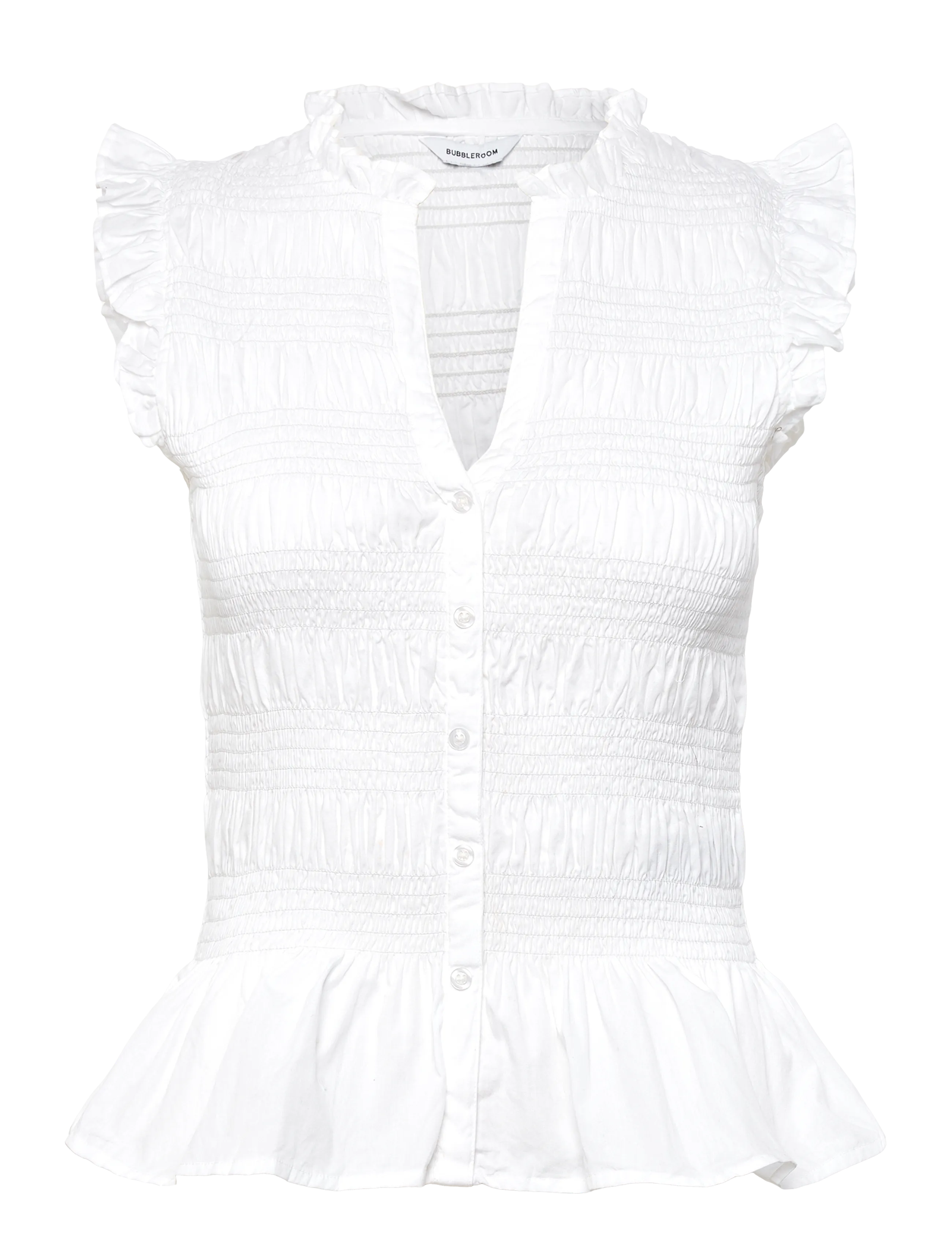 Bubbleroom Sleeveless Cotton Smock Blouse, XS, White, Bluser > Uden Ærmer, Dame