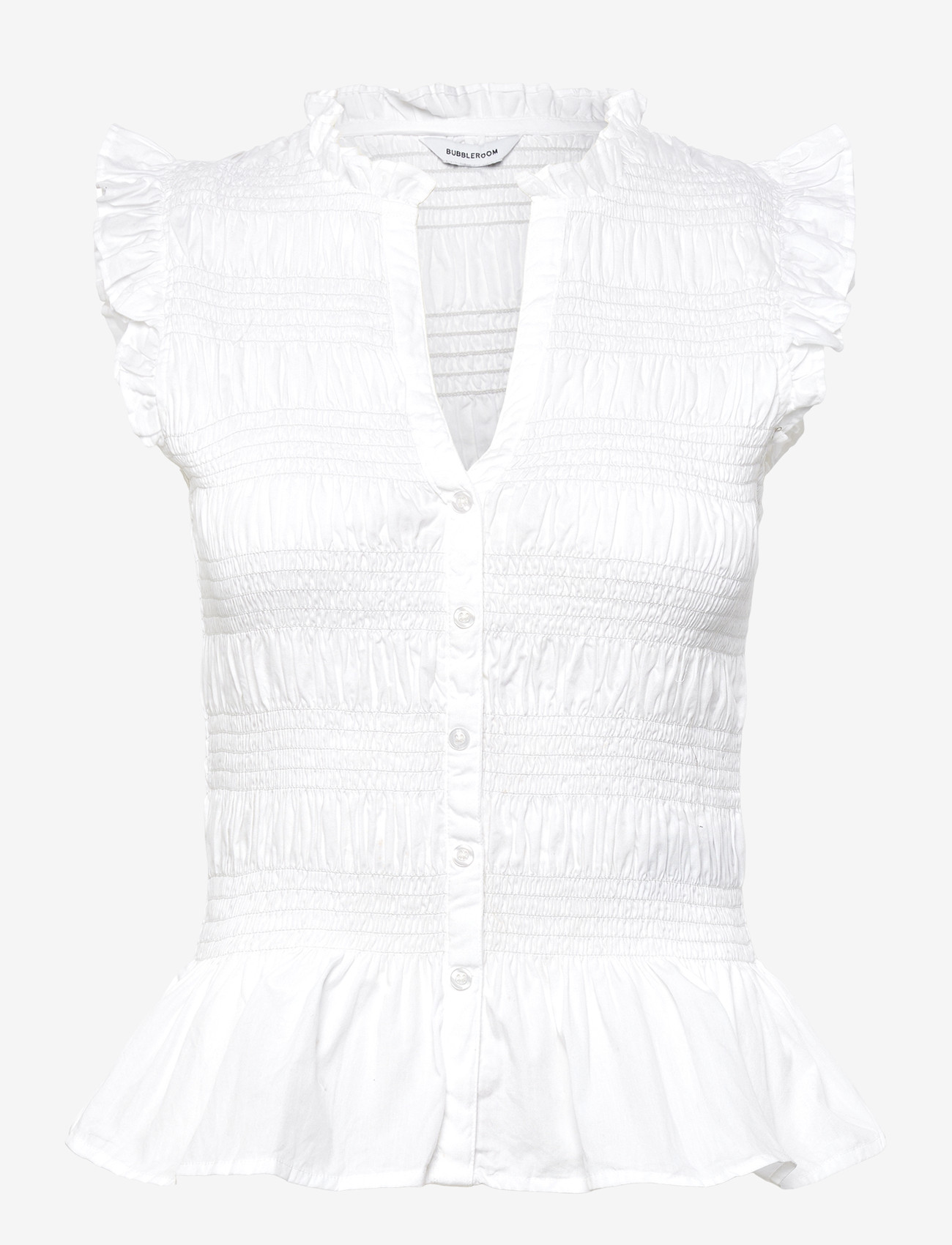 Bubbleroom - Sleeveless Cotton Smock Blouse - Ärmlösa blusar - white - 1