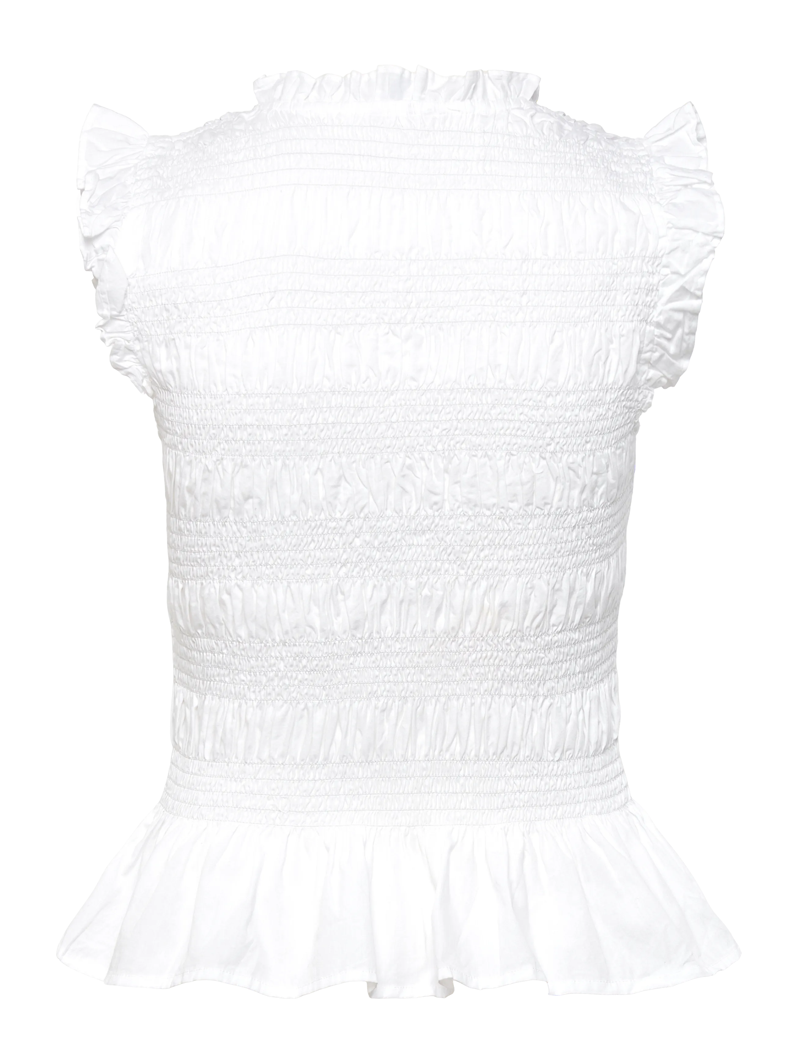 Bubbleroom - Sleeveless Cotton Smock Blouse - varrukateta pluusid - white - 2