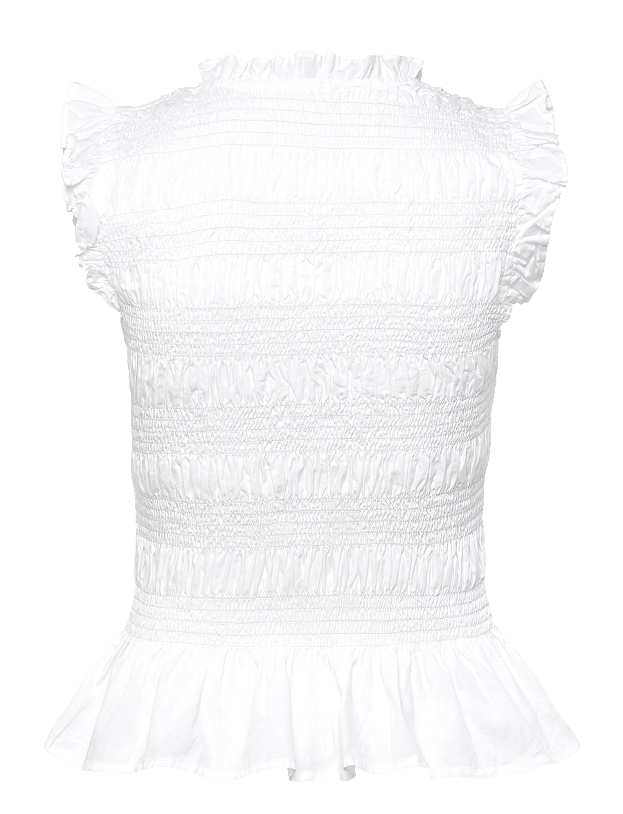 Bubbleroom - Sleeveless Cotton Smock Blouse - Ärmlösa blusar - white - 2