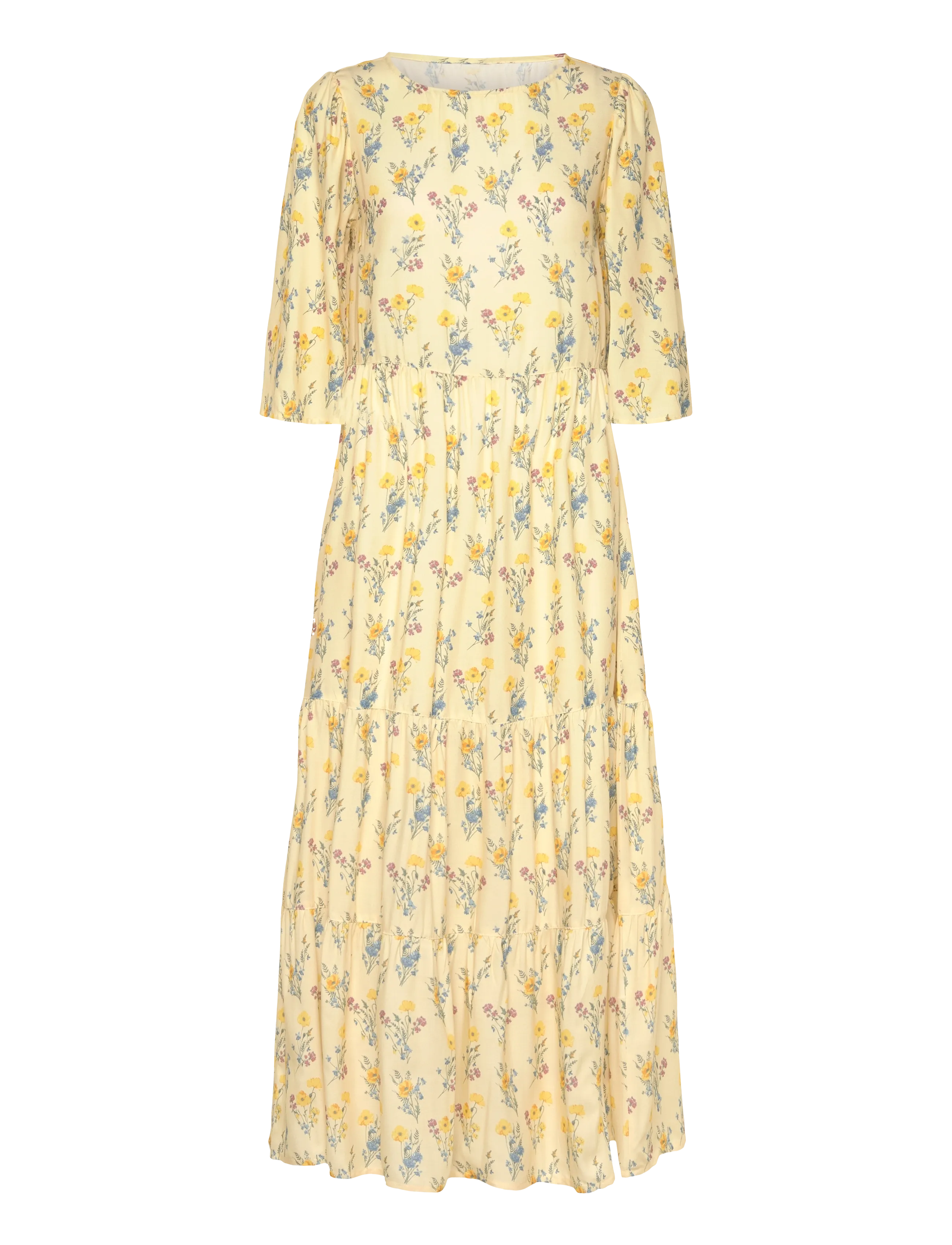 Bubbleroom Butterfly Sleeve Maxi Dress - Sukienki letnie - LIGHT YELLOW/PATTERNED / yellow