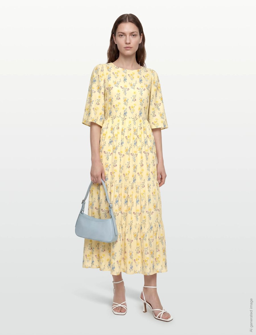 Bubbleroom - Butterfly Sleeve Maxi Dress - maxi kjoler - light yellow/patterned - 0